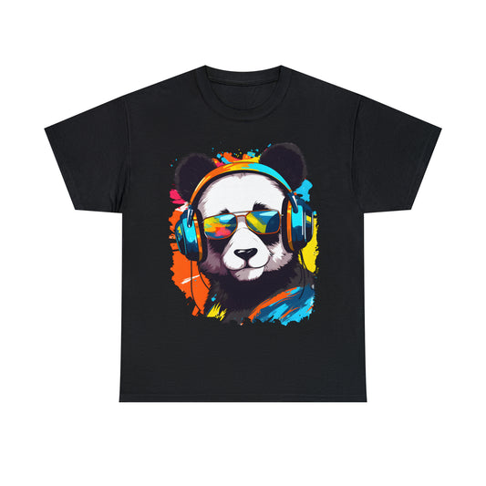 Panda in Sun Glasses Rainbow Splash Short Sleeve Graphic T-Shirt (S-3XL)