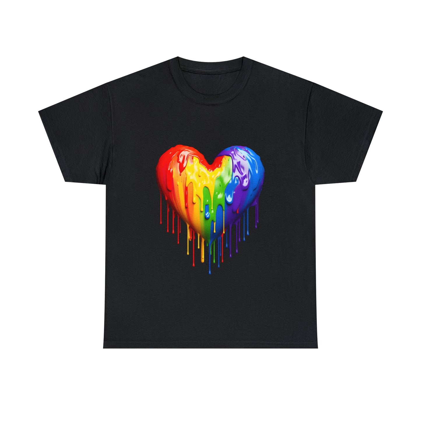 Pride Heart Rainbow Splash Short Sleeve Graphic T-Shirt (S-3XL)