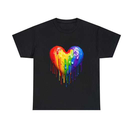 Pride Heart Rainbow Splash Short Sleeve Graphic T-Shirt (S-3XL)