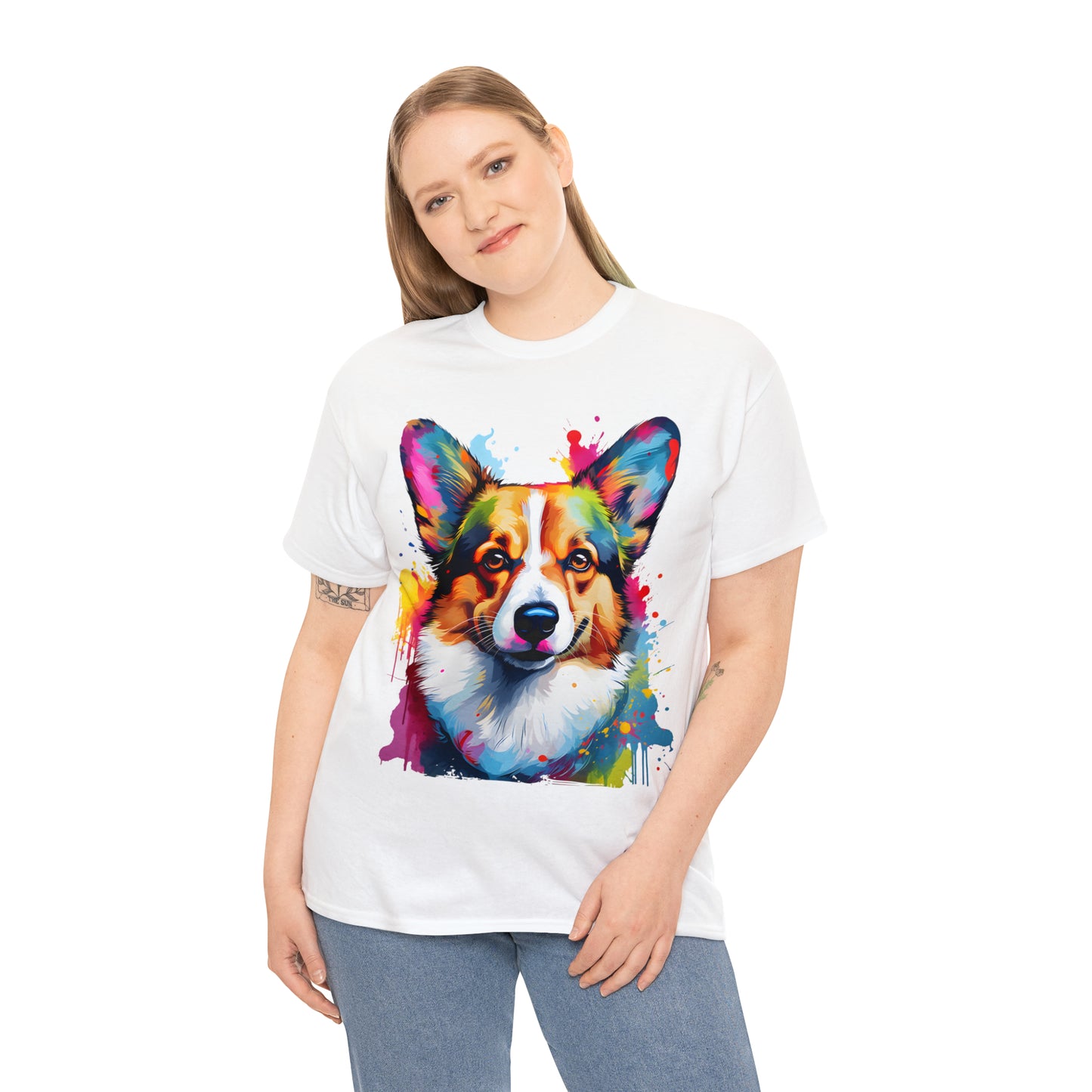 Corgi Rainbow Splash Short Sleeve Graphic T-Shirt (S-3XL)