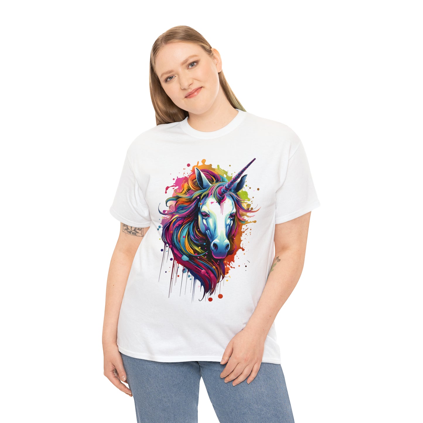 Unicorn Rainbow Splash Short Sleeve Graphic T-Shirt (S-3XL)