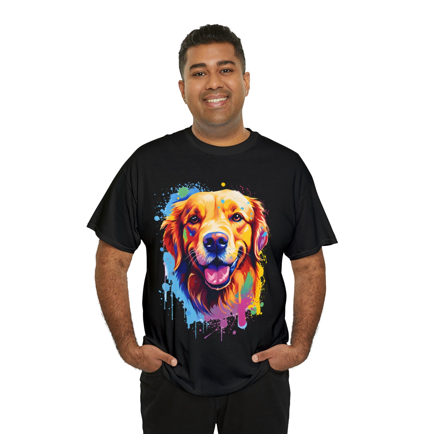 Golden Retriever Rainbow Splash Short Sleeve Graphic T-Shirt (S-3XL)