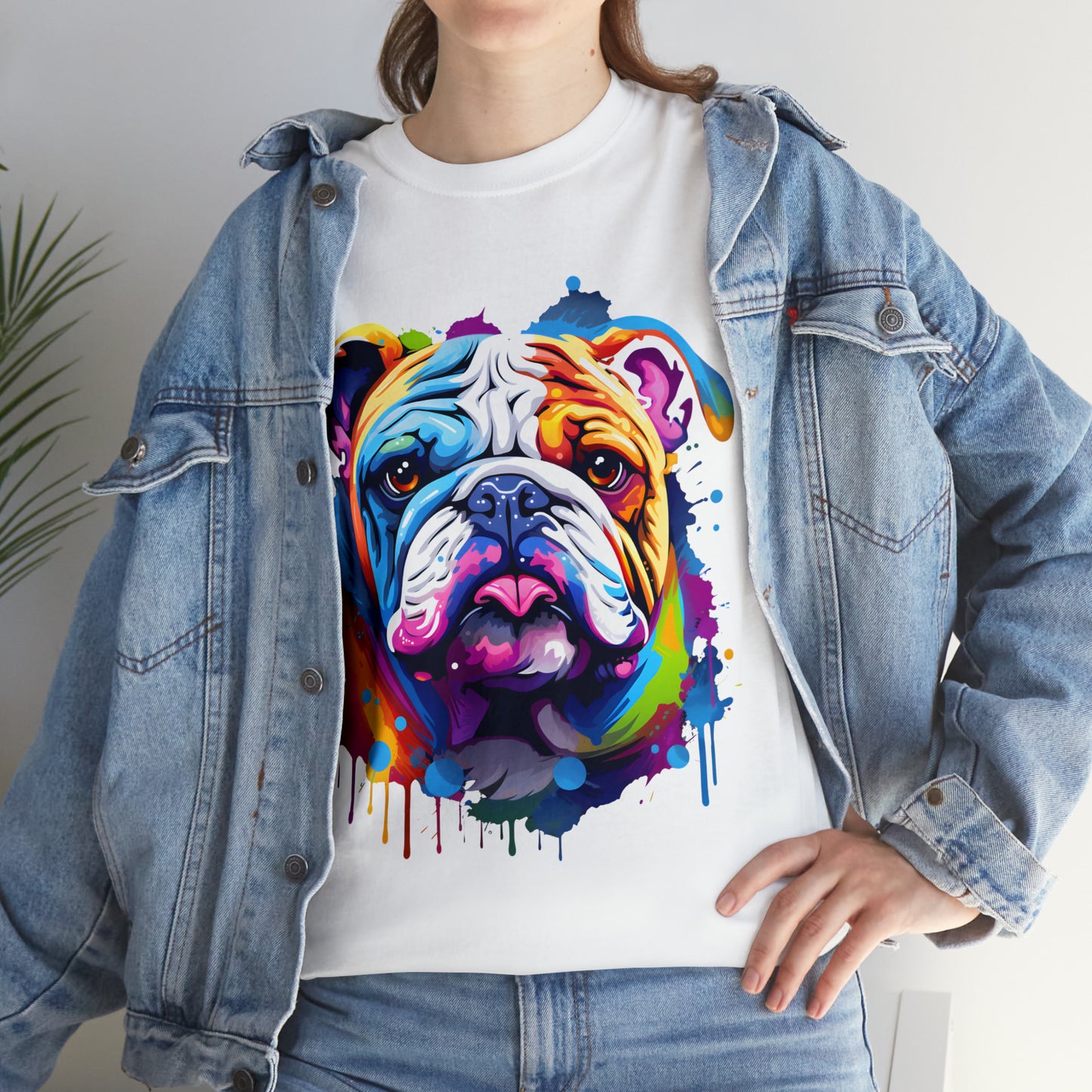 Bulldog Rainbow Splash Short Sleeve Graphic T-Shirt (S-3XL)