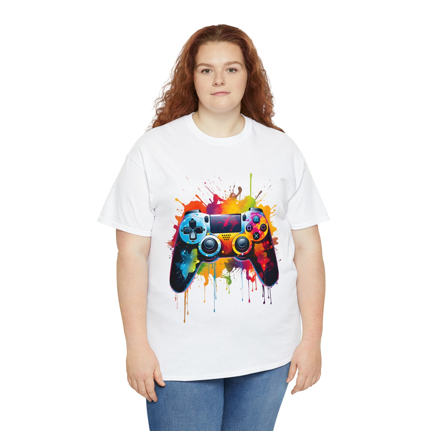 Controller Rainbow Splash Short Sleeve Graphic T-Shirt (S-3XL)