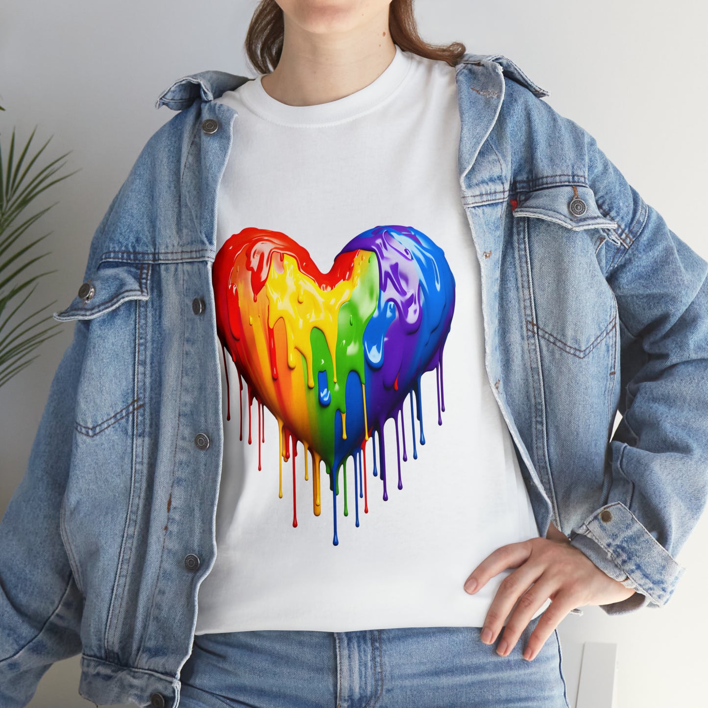 Pride Heart Rainbow Splash Short Sleeve Graphic T-Shirt (S-3XL)