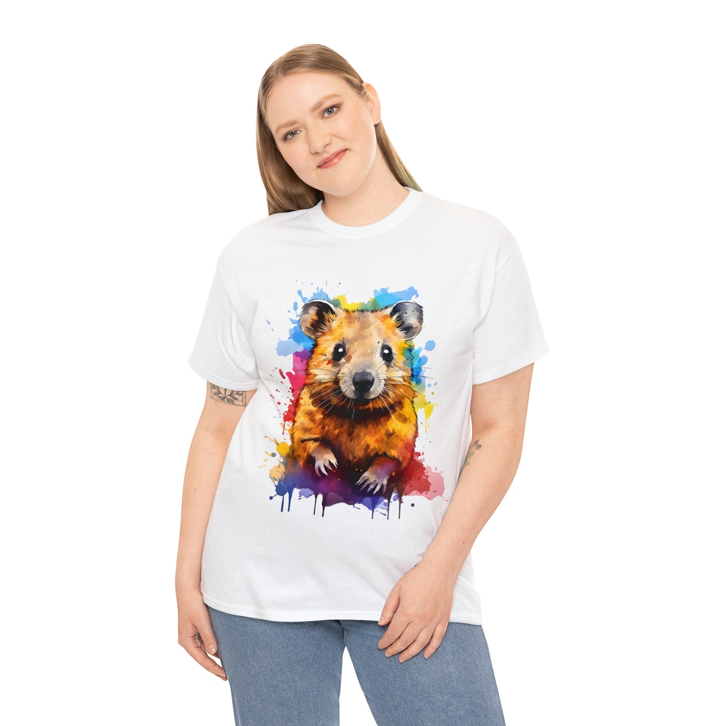 Quokka Rainbow Splash Short Sleeve Graphic T-Shirt (S-3XL)