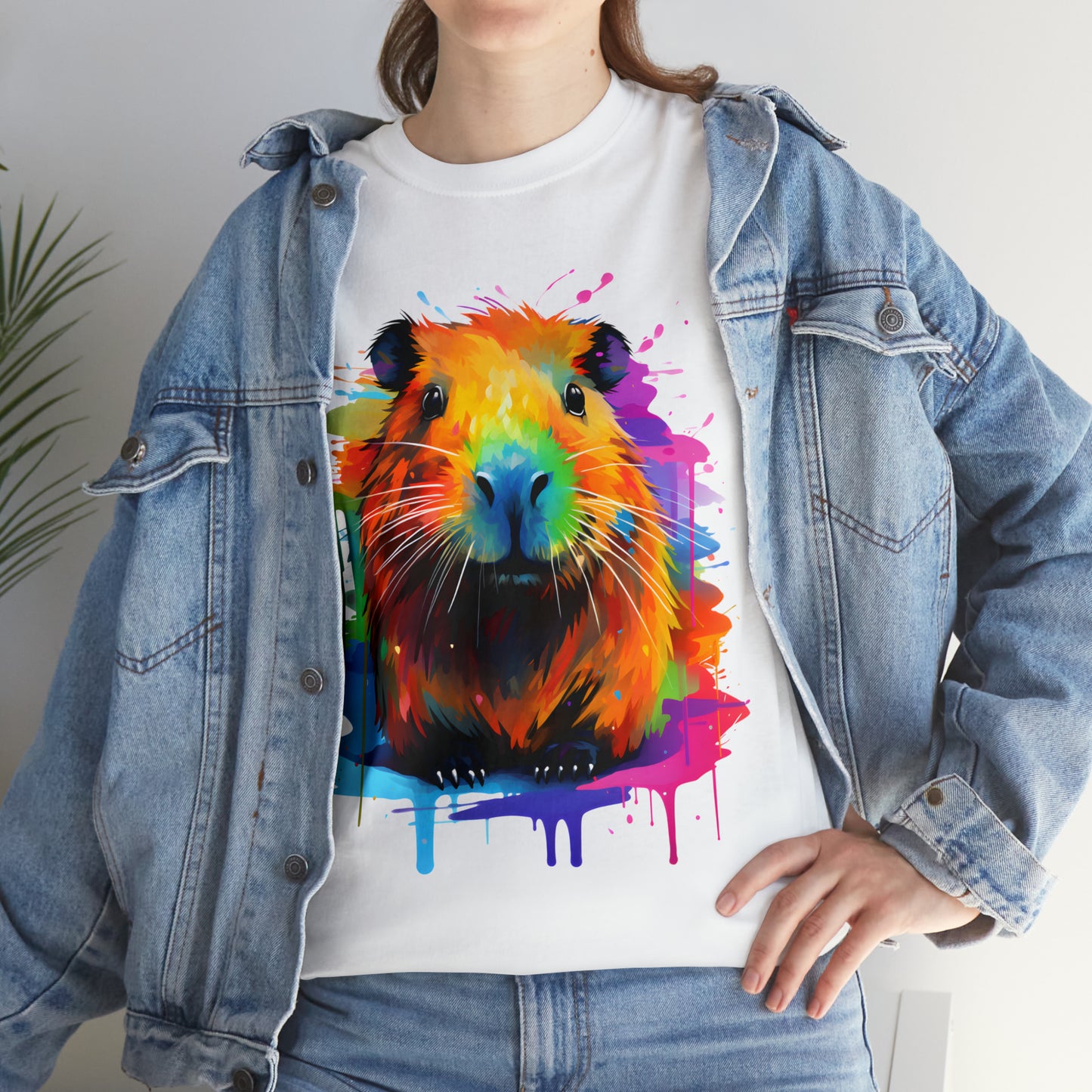 Capybara Rainbow Splash Short Sleeve Graphic T-Shirt (S-3XL)