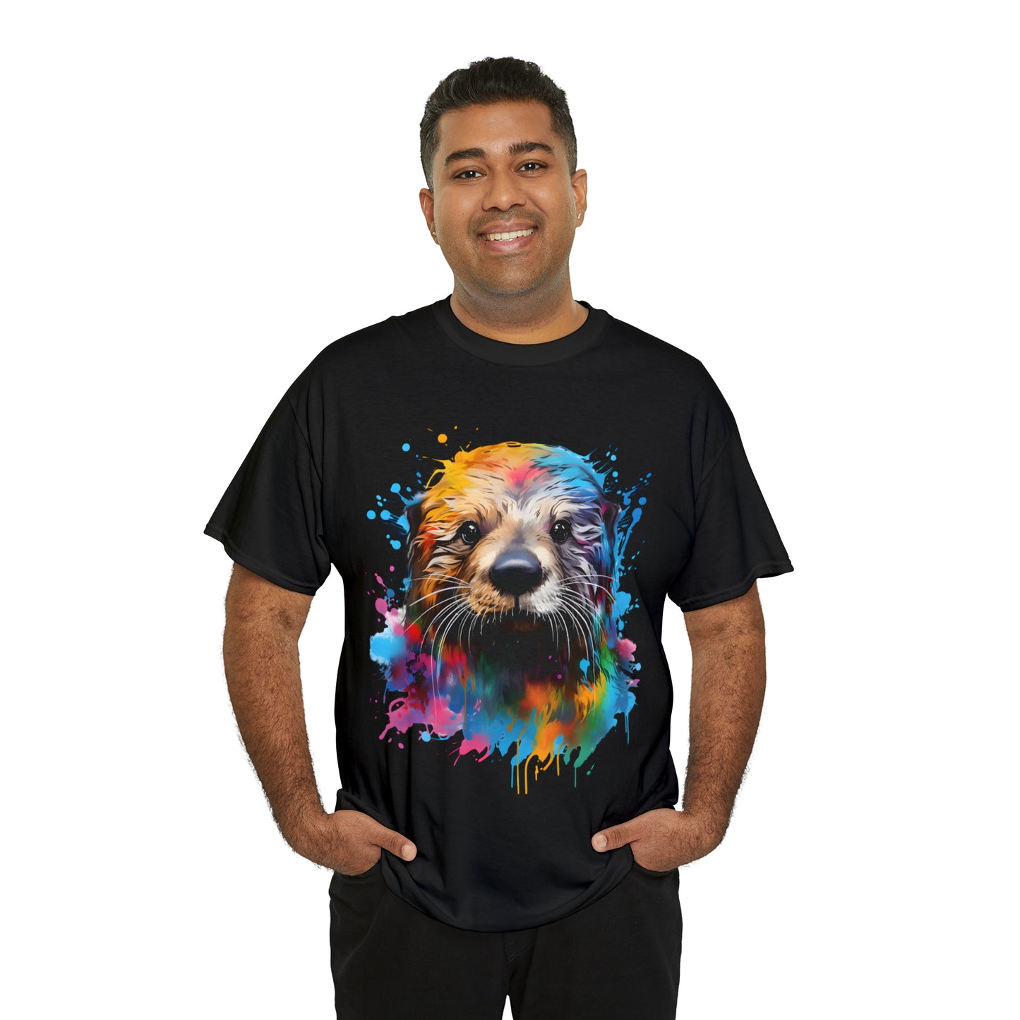 Sea Otter Rainbow Splash Short Sleeve Graphic T-Shirt (S-3XL)