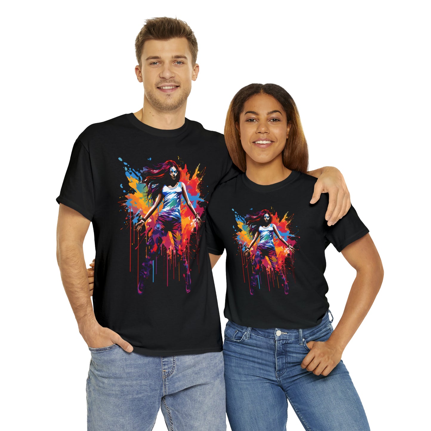 Dancer Rainbow Splash Short Sleeve Graphic T-Shirt (S-3XL)