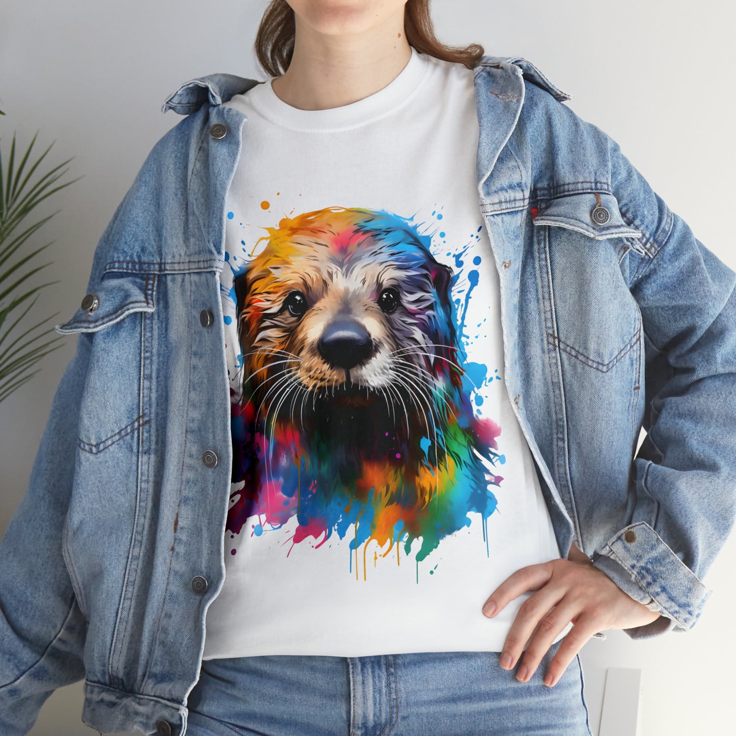 Sea Otter Rainbow Splash Short Sleeve Graphic T-Shirt (S-3XL)