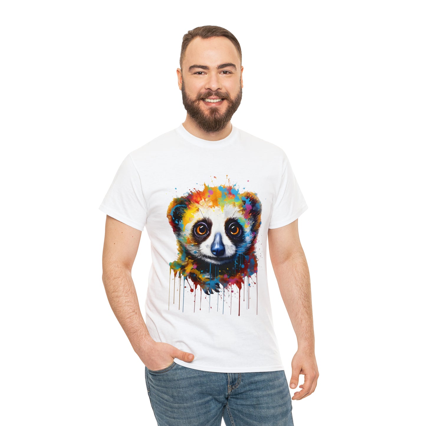 Slow Loris Rainbow Splash Short Sleeve Graphic T-Shirt (S-3XL)