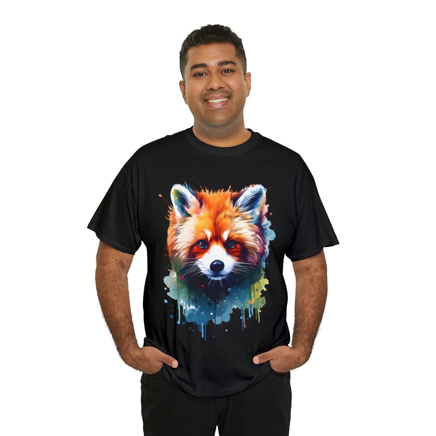 Red Panda Rainbow Splash Short Sleeve Graphic T-Shirt (S-3XL)