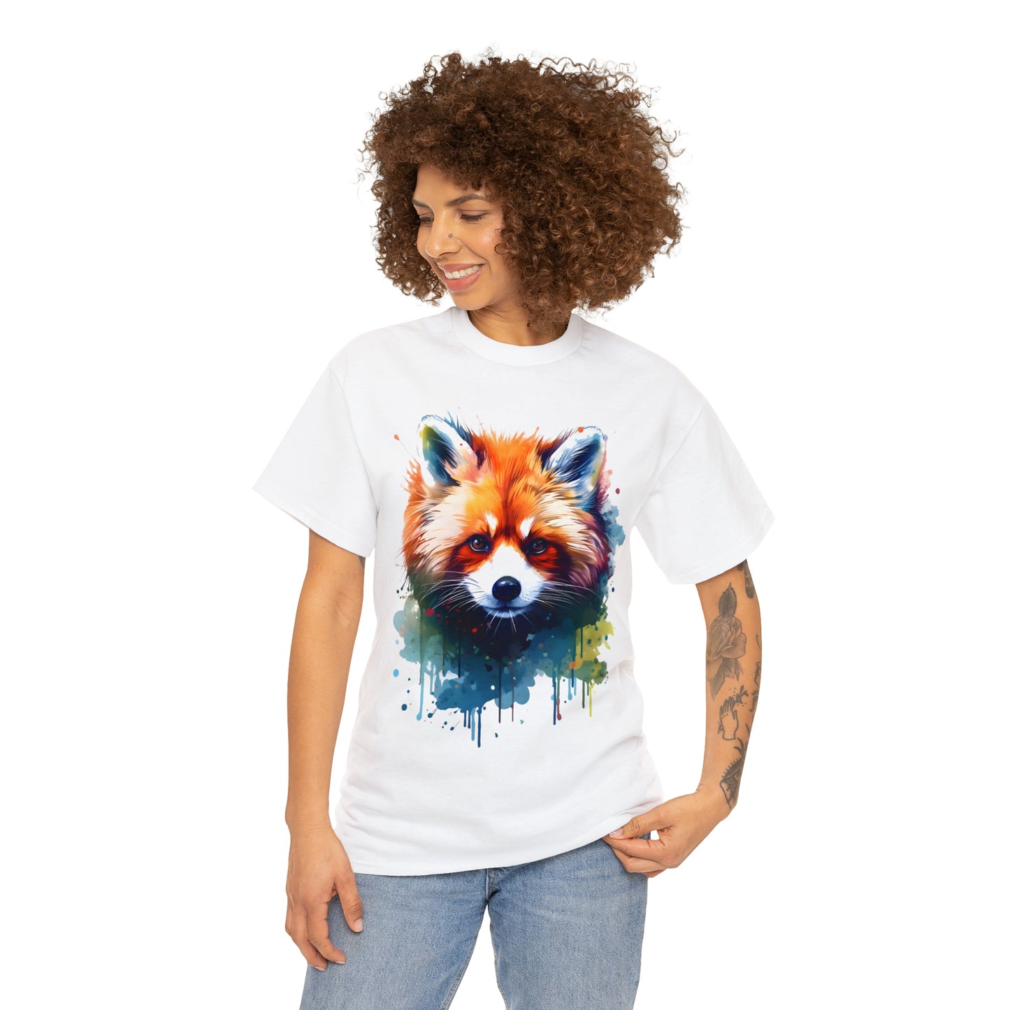 Red Panda Rainbow Splash Short Sleeve Graphic T-Shirt (S-3XL)