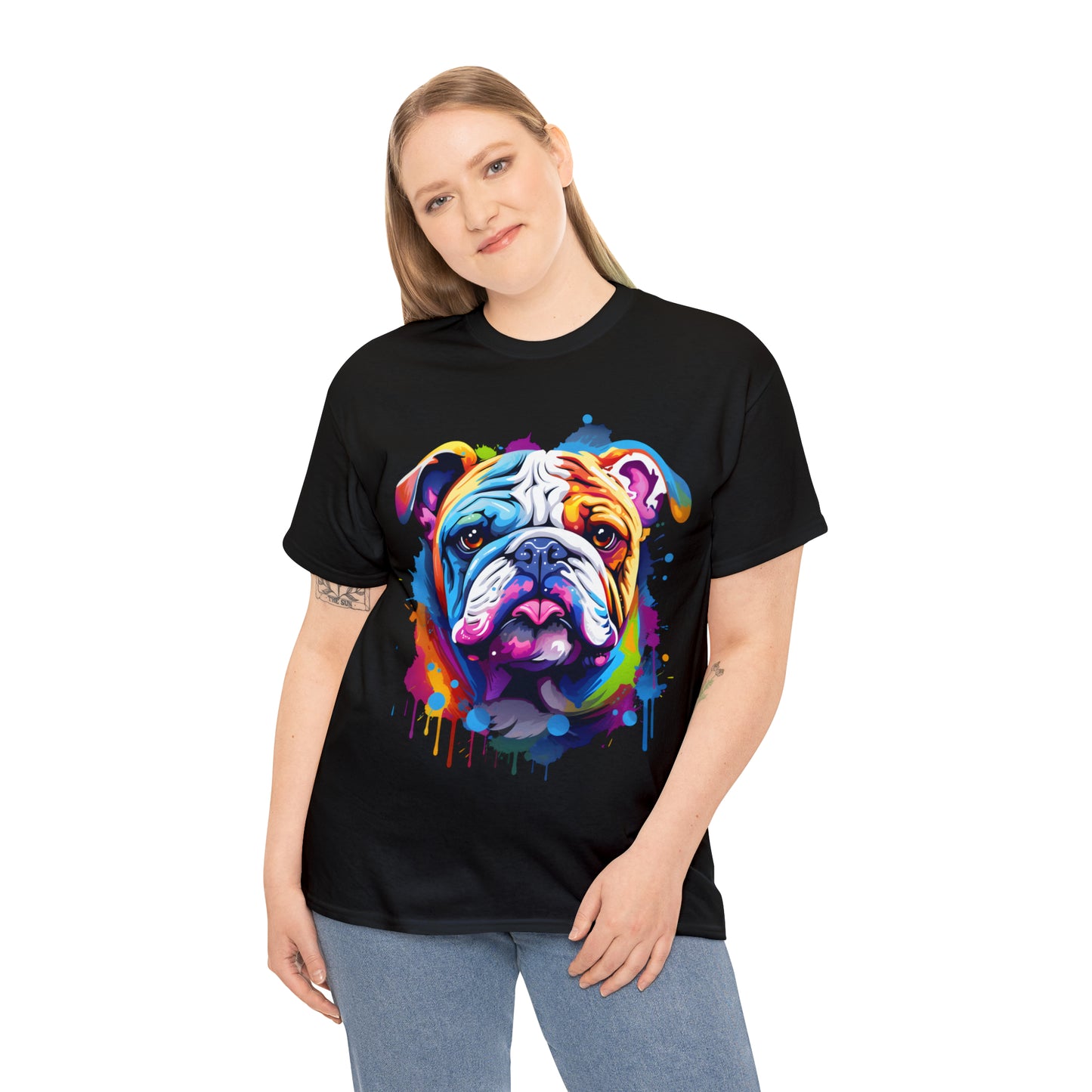 Bulldog Rainbow Splash Short Sleeve Graphic T-Shirt (S-3XL)