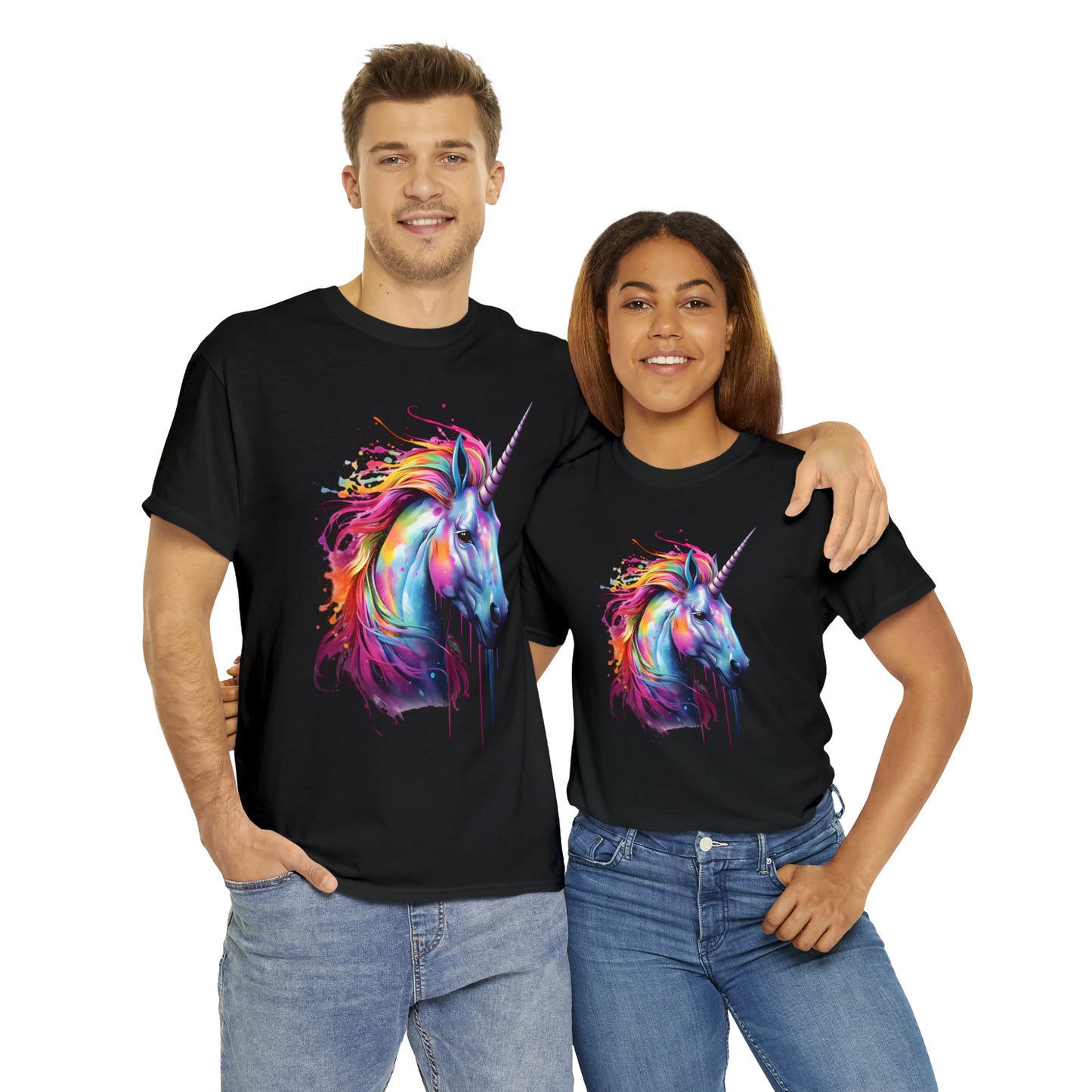 Unicorn Rainbow Splash Short Sleeve Graphic T-Shirt (S-3XL)