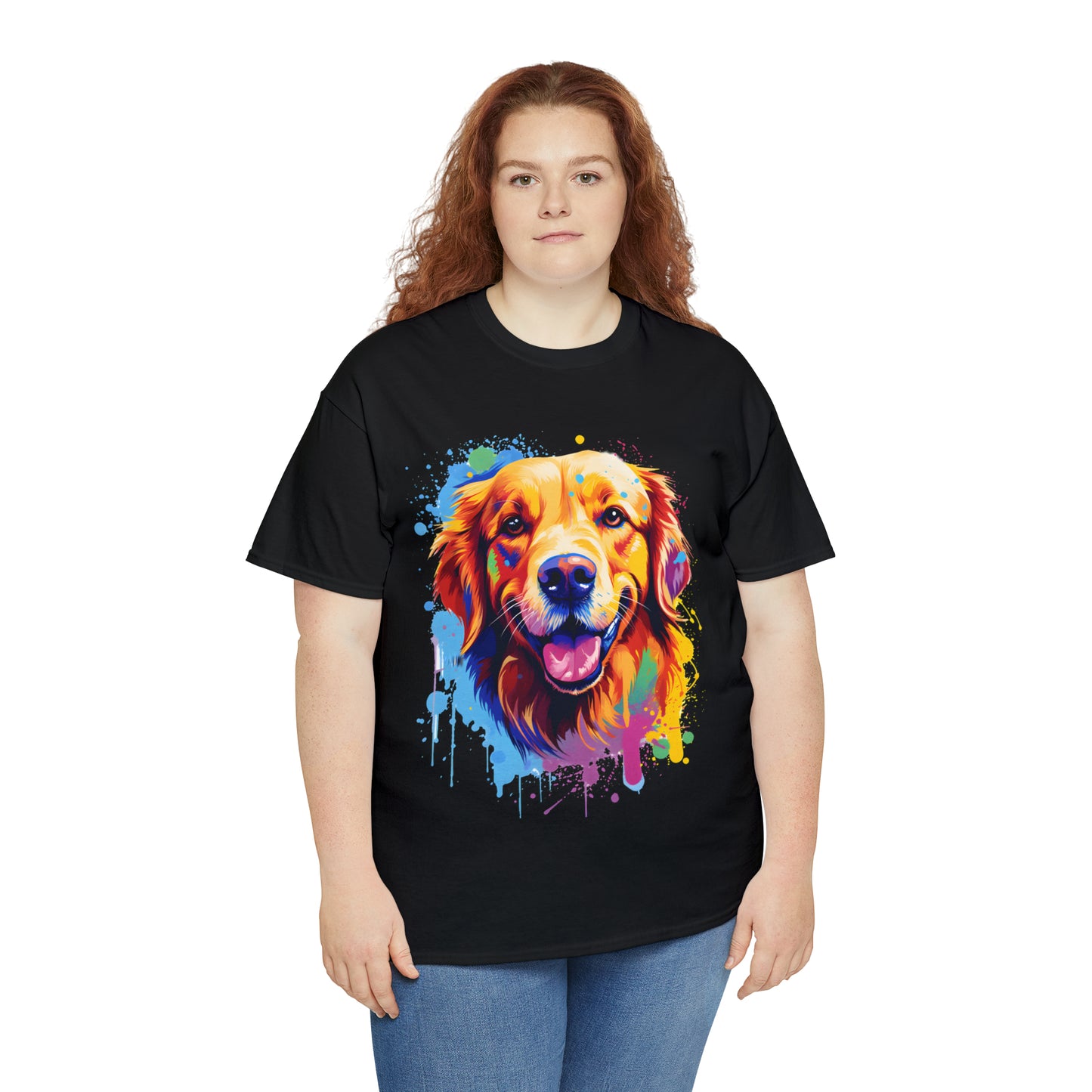 Golden Retriever Rainbow Splash Short Sleeve Graphic T-Shirt (S-3XL)