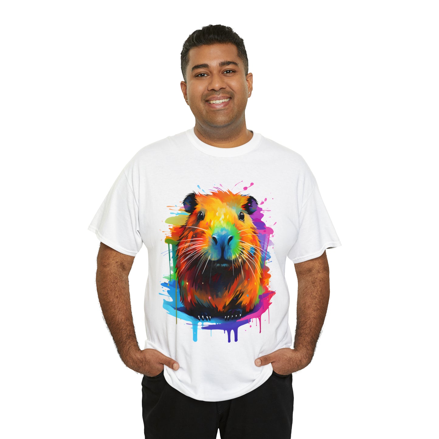 Capybara Rainbow Splash Short Sleeve Graphic T-Shirt (S-3XL)