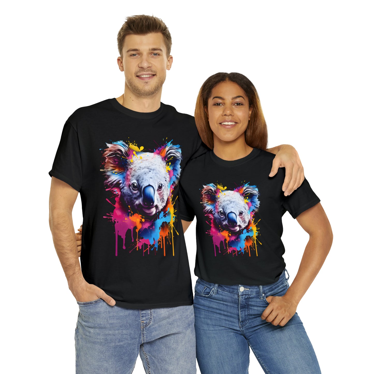 Koala Rainbow Splash Short Sleeve Graphic T-Shirt (S-3XL)