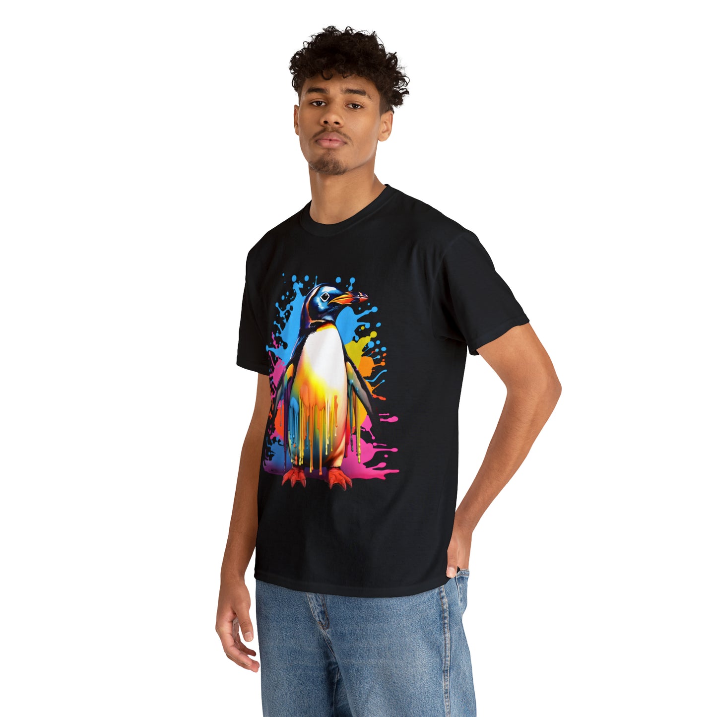 Penguin Rainbow Splash Short Sleeve Graphic T-Shirt (S-3XL)