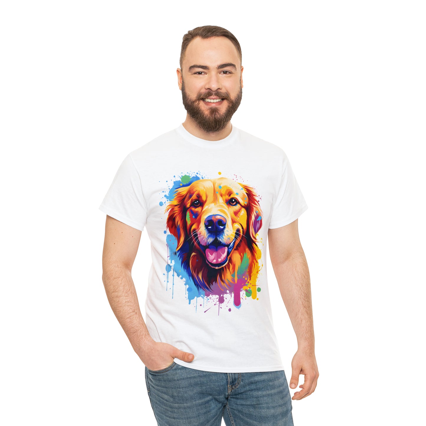 Golden Retriever Rainbow Splash Short Sleeve Graphic T-Shirt (S-3XL)