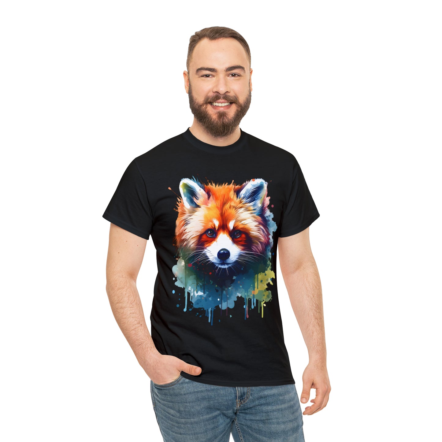 Red Panda Rainbow Splash Short Sleeve Graphic T-Shirt (S-3XL)