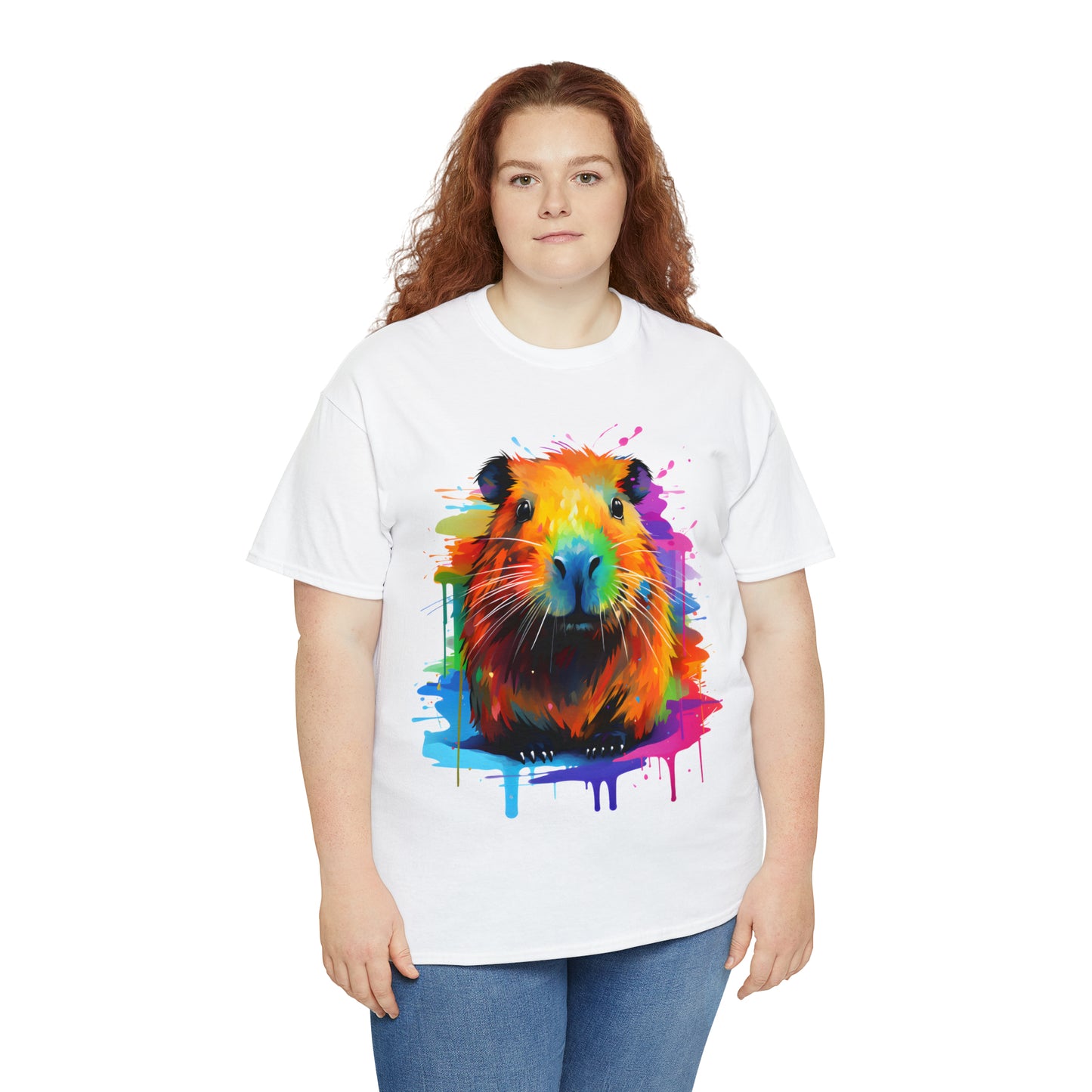 Capybara Rainbow Splash Short Sleeve Graphic T-Shirt (S-3XL)