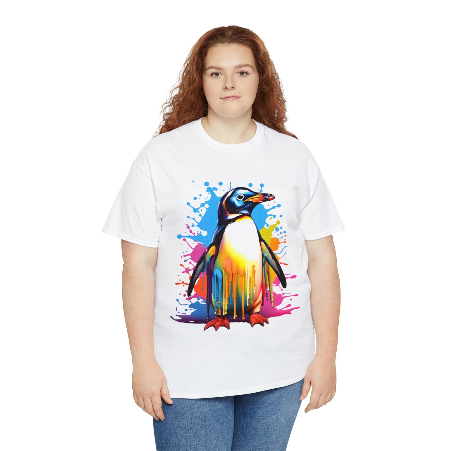 Penguin Rainbow Splash Short Sleeve Graphic T-Shirt (S-3XL)