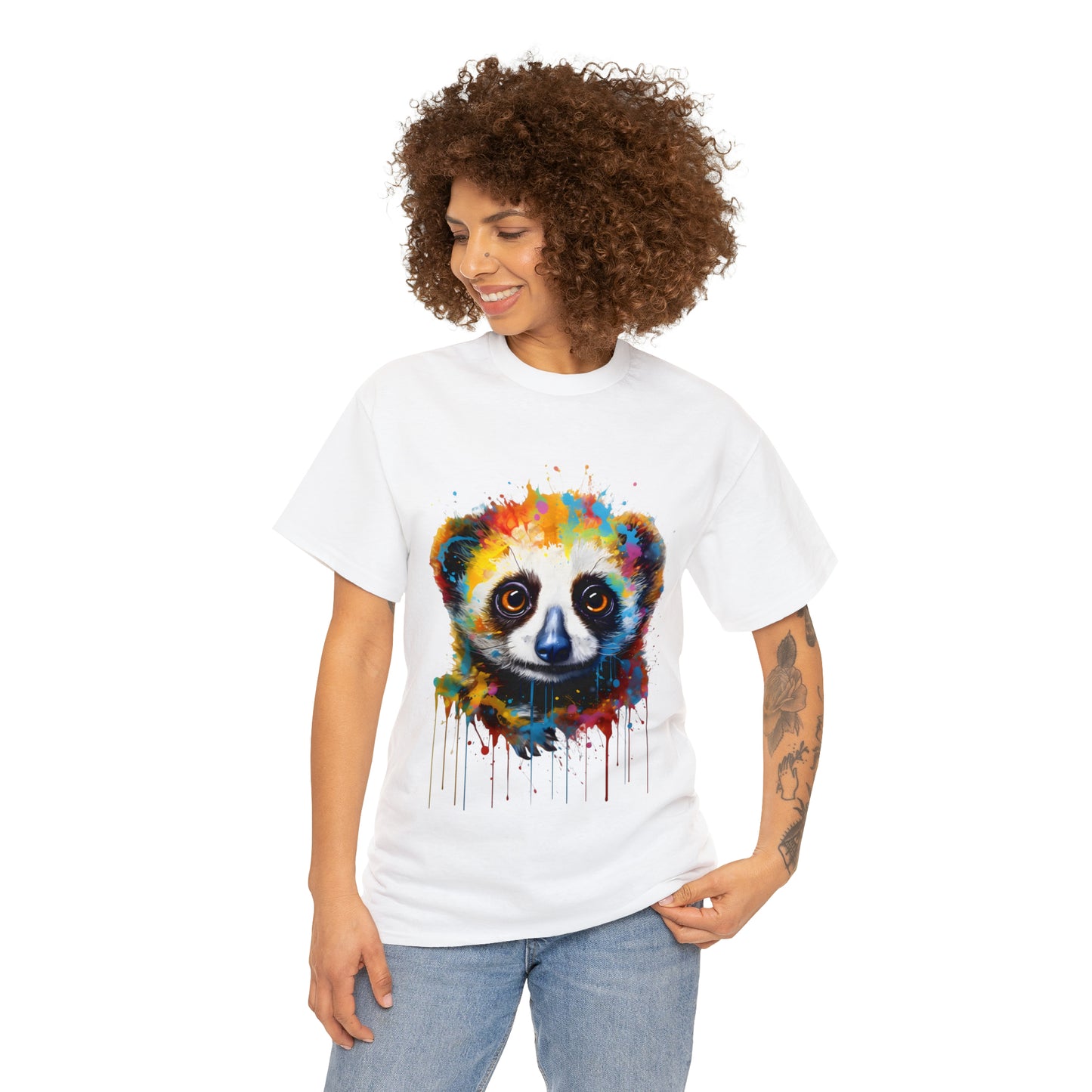 Slow Loris Rainbow Splash Short Sleeve Graphic T-Shirt (S-3XL)