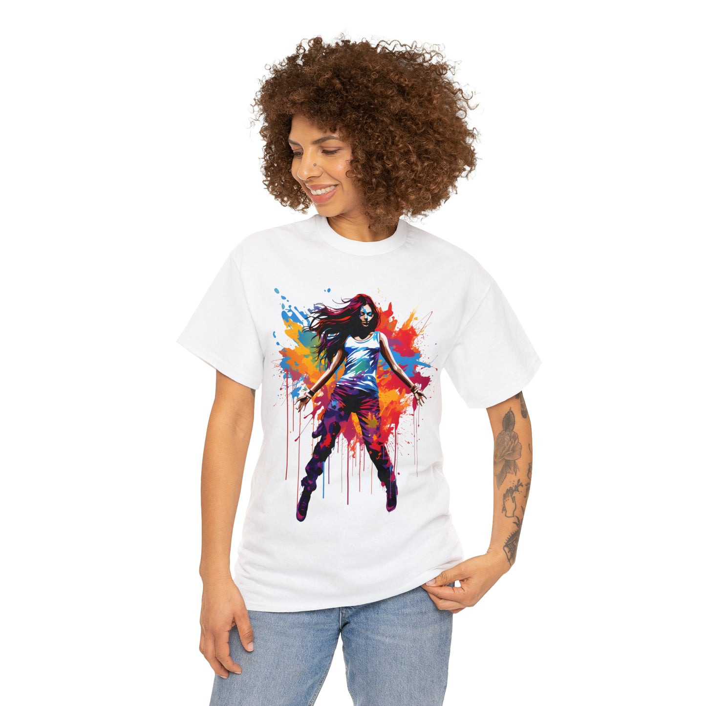 Dancer Rainbow Splash Short Sleeve Graphic T-Shirt (S-3XL)