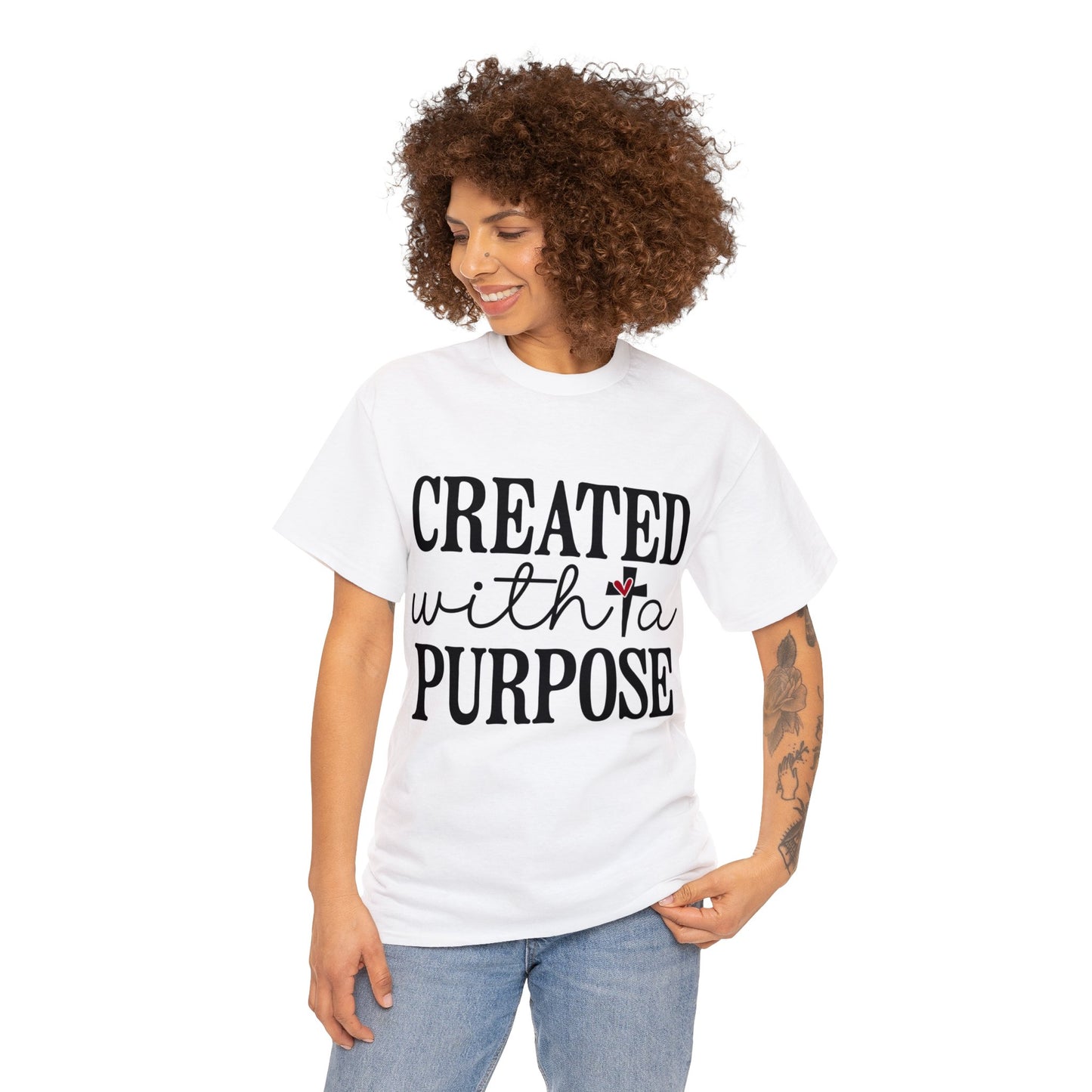 Created with a Purpose | Sarcastic Quotes Graphic Wear | Funny Quotes | T-Shirt | Unisex Heavy Cotton Tee