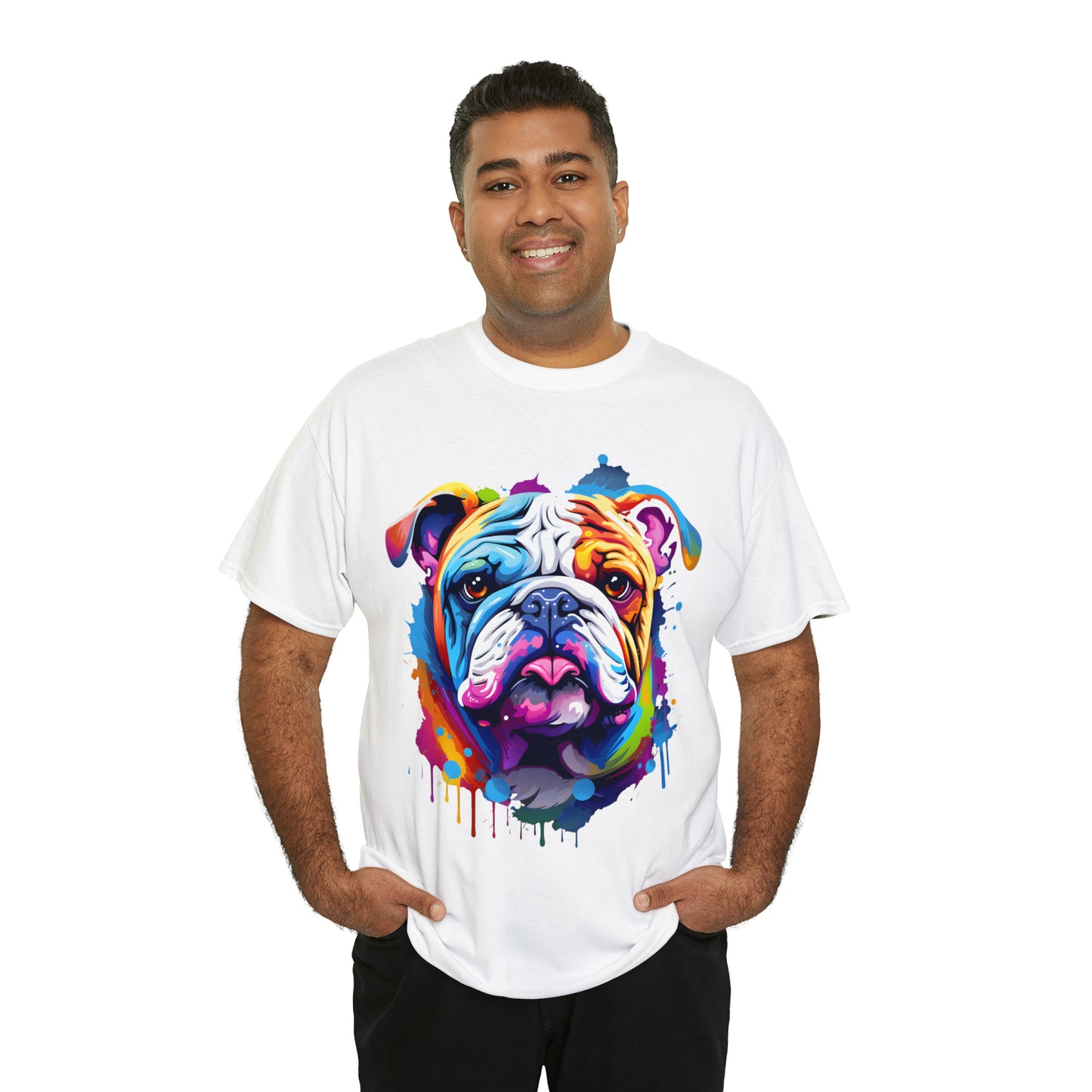 Bulldog Rainbow Splash Short Sleeve Graphic T-Shirt (S-3XL)