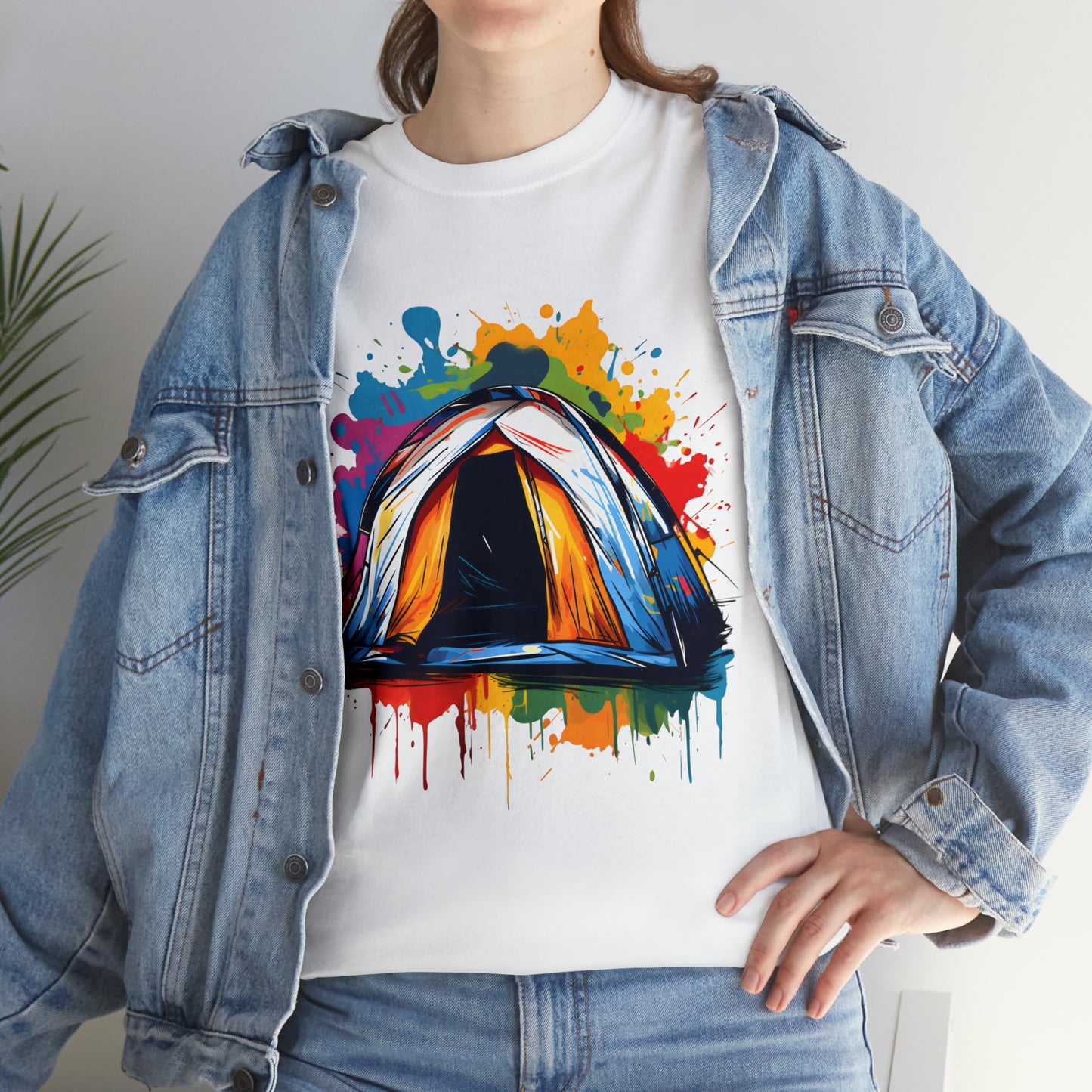 Camping Tent Rainbow Splash Short Sleeve Graphic T-Shirt (S-3XL)