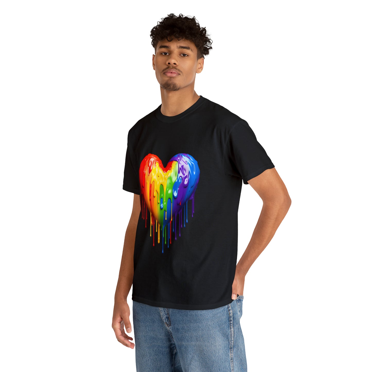 Pride Heart Rainbow Splash Short Sleeve Graphic T-Shirt (S-3XL)