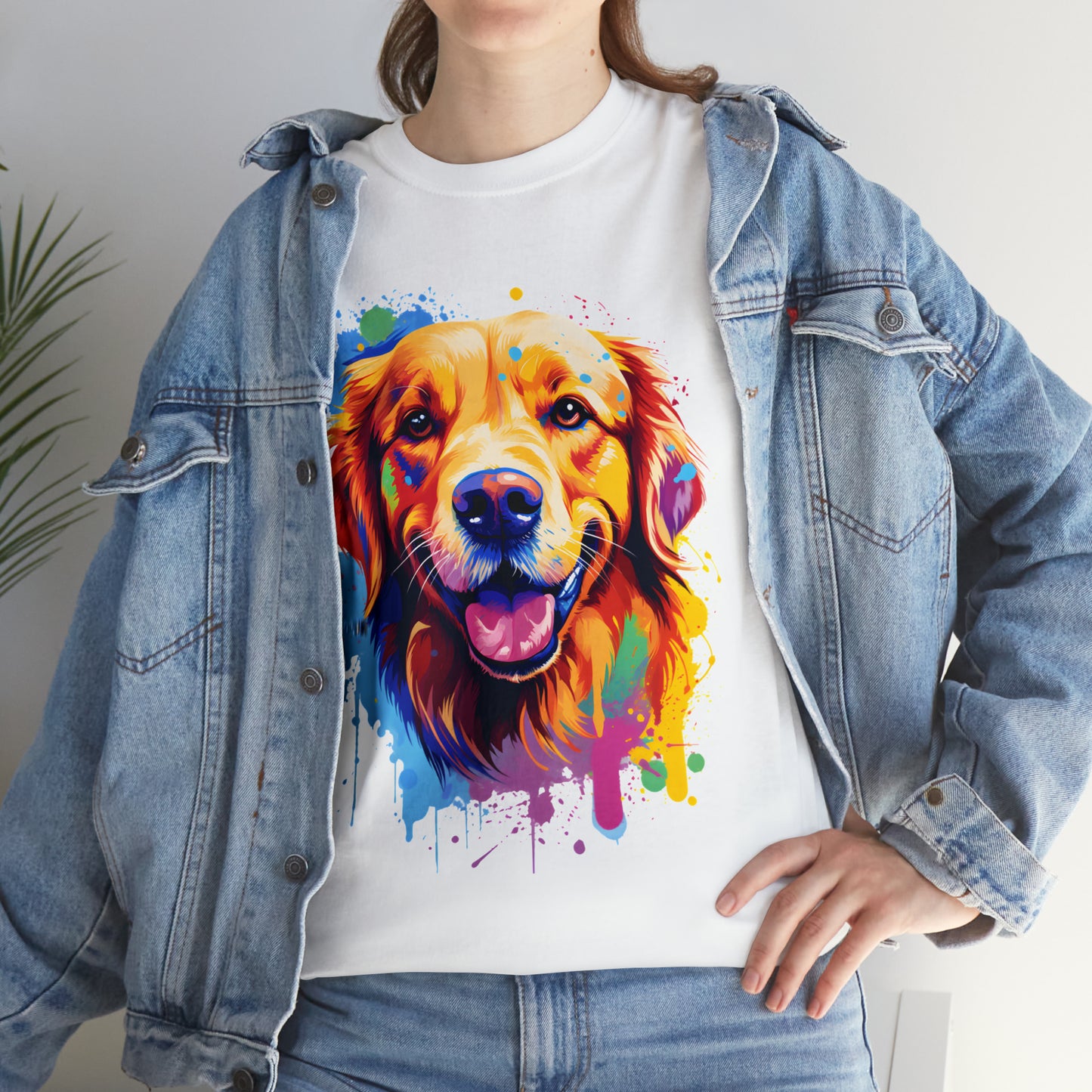 Golden Retriever Rainbow Splash Short Sleeve Graphic T-Shirt (S-3XL)