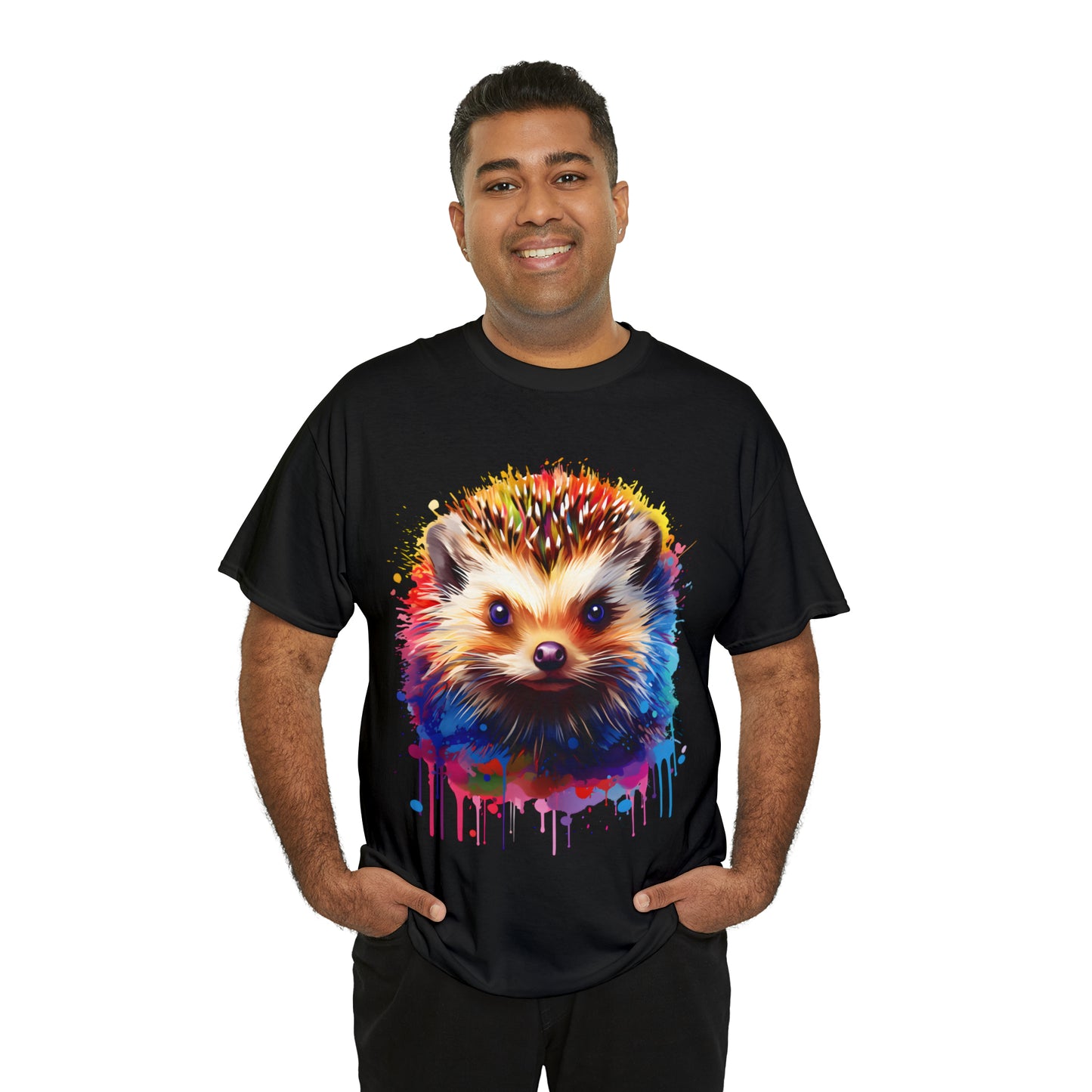 Hedgehog Rainbow Splash Short Sleeve Graphic T-Shirt (S-3XL)