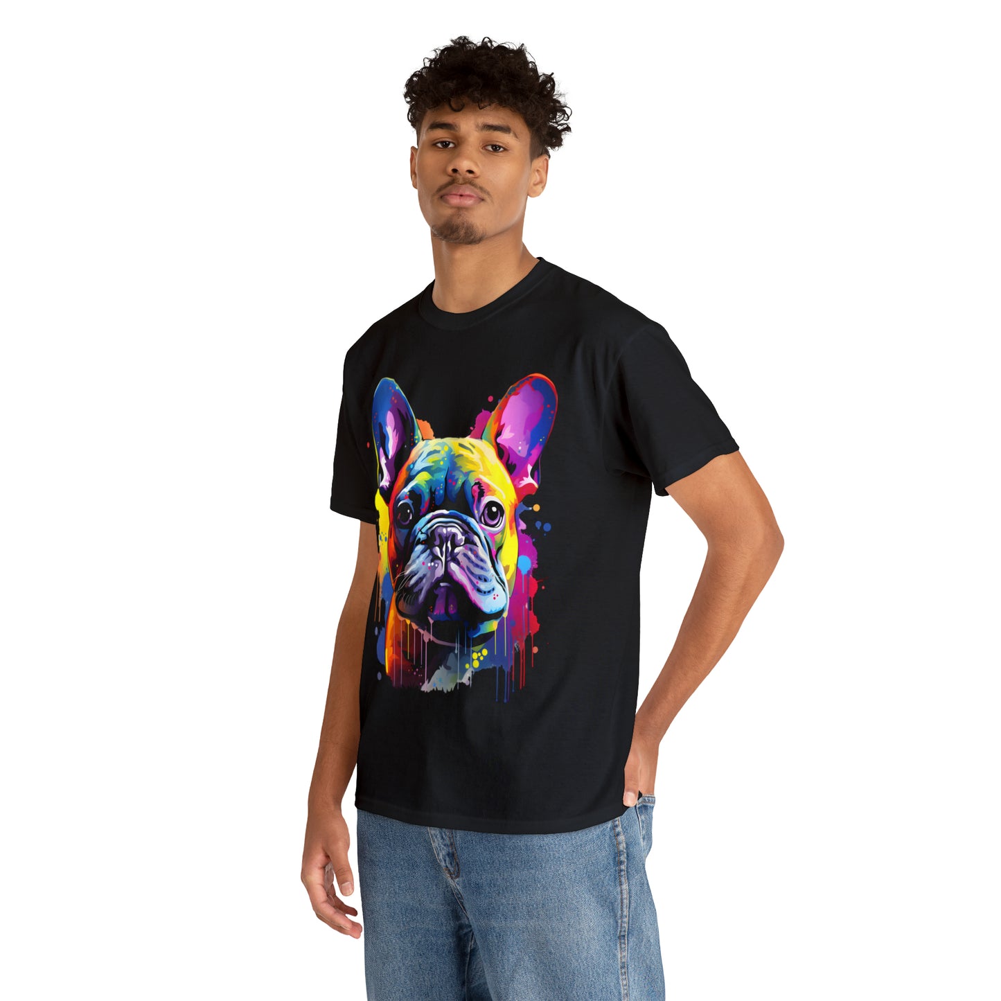 French Bulldog Rainbow Splash Short Sleeve Graphic T-Shirt (S-3XL)