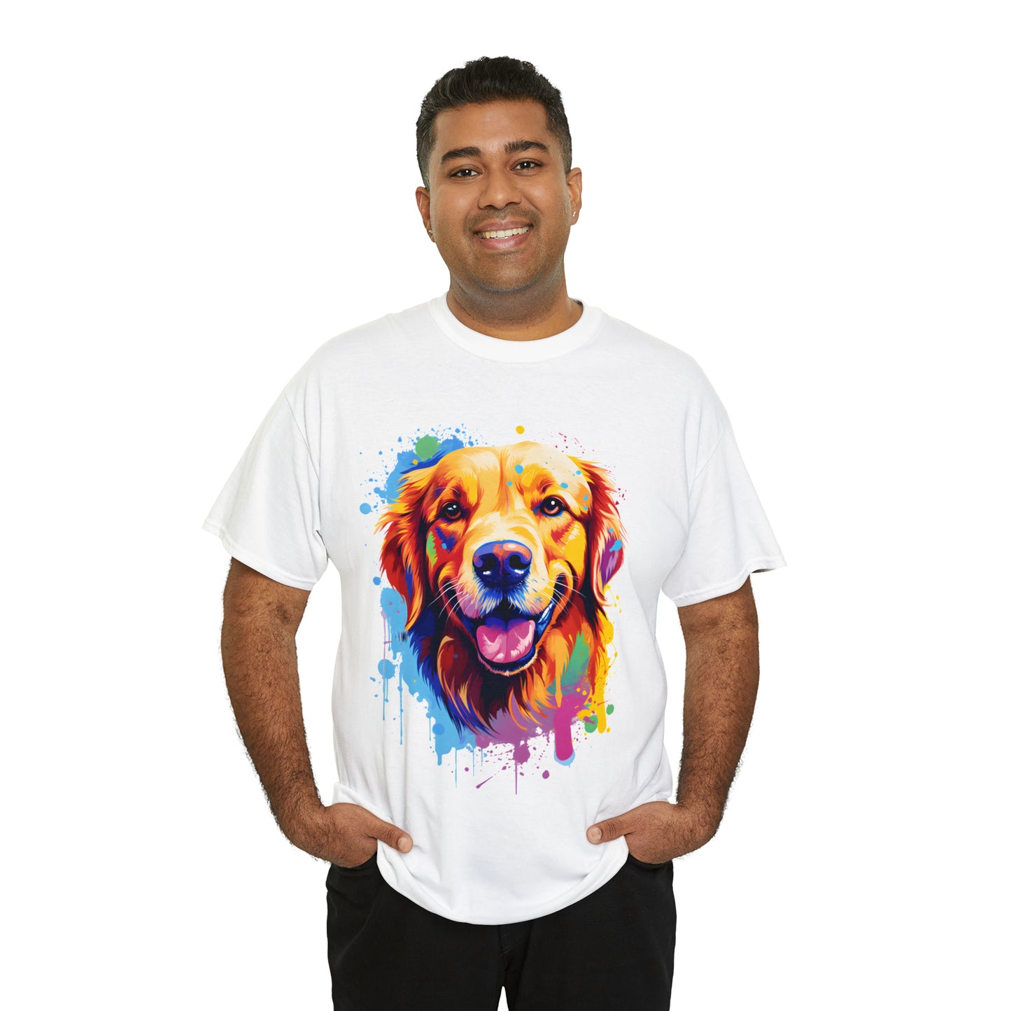 Golden Retriever Rainbow Splash Short Sleeve Graphic T-Shirt (S-3XL)