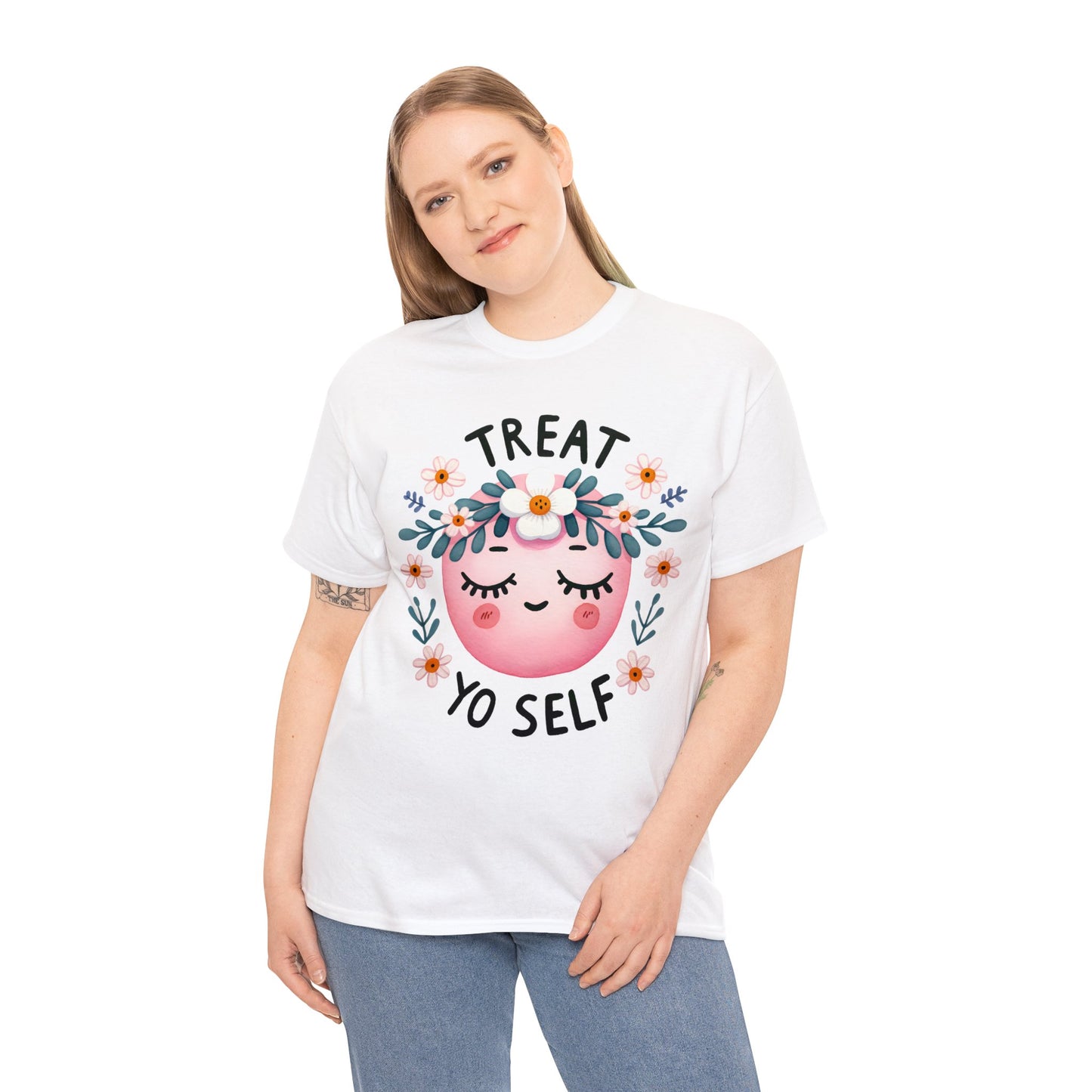 Treat Yo Self | Self-Love Themed Graphic Wear | Self-Love Quotes | Short Sleeve T-Shirt | Unisex Heavy Cotton Tee