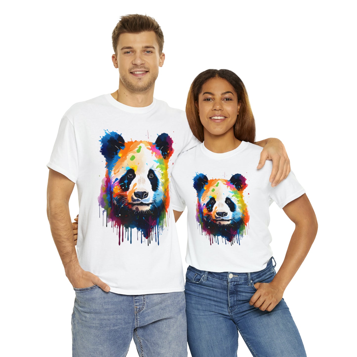 Panda Rainbow Splash Short Sleeve Graphic T-Shirt (S-3XL)