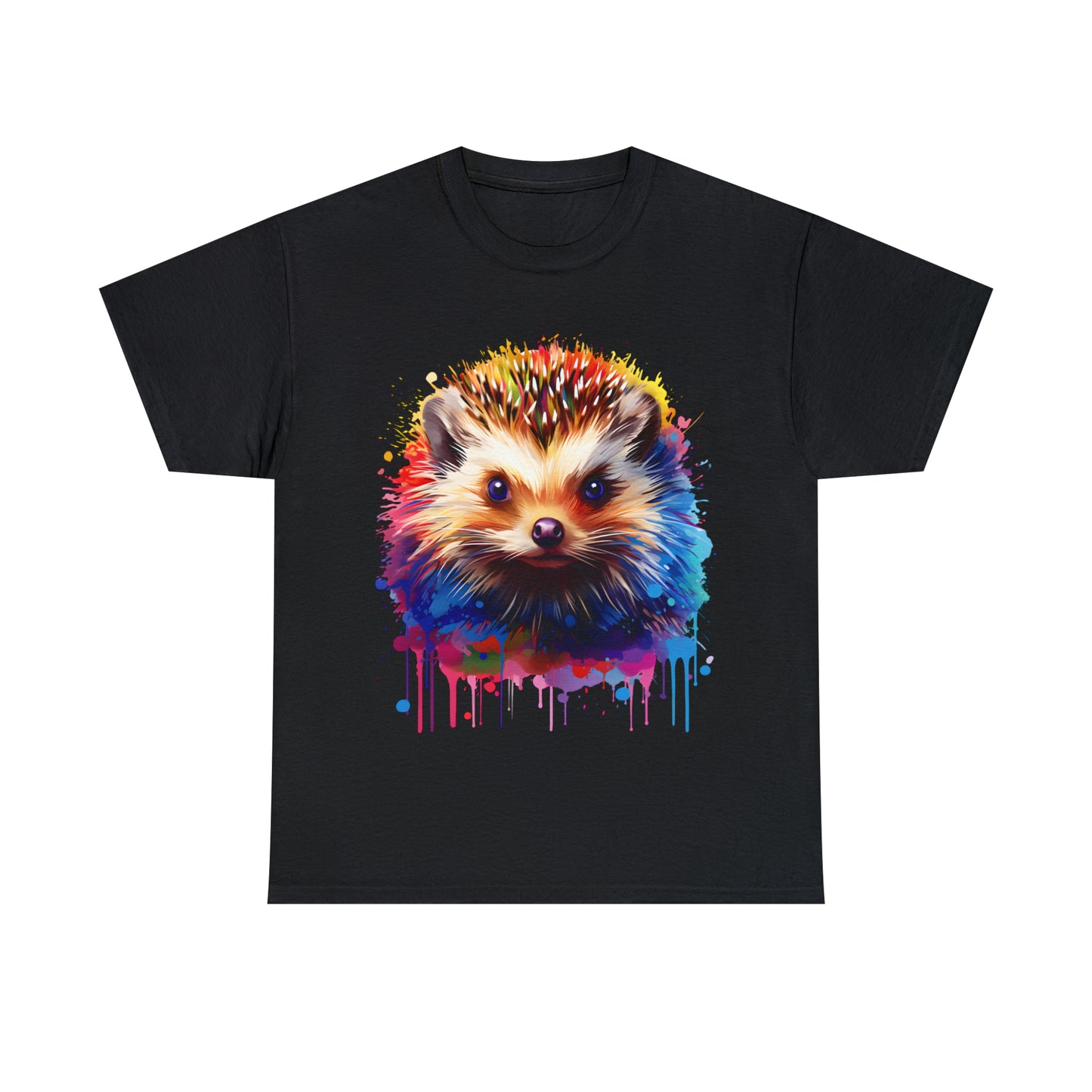 Hedgehog Rainbow Splash Short Sleeve Graphic T-Shirt (S-3XL)