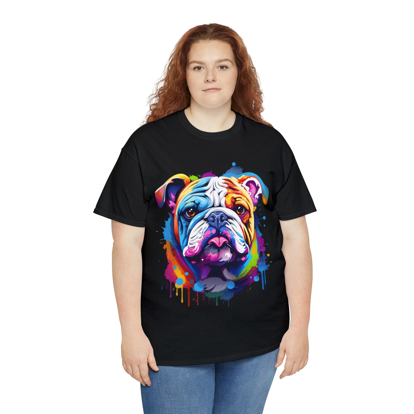 Bulldog Rainbow Splash Short Sleeve Graphic T-Shirt (S-3XL)