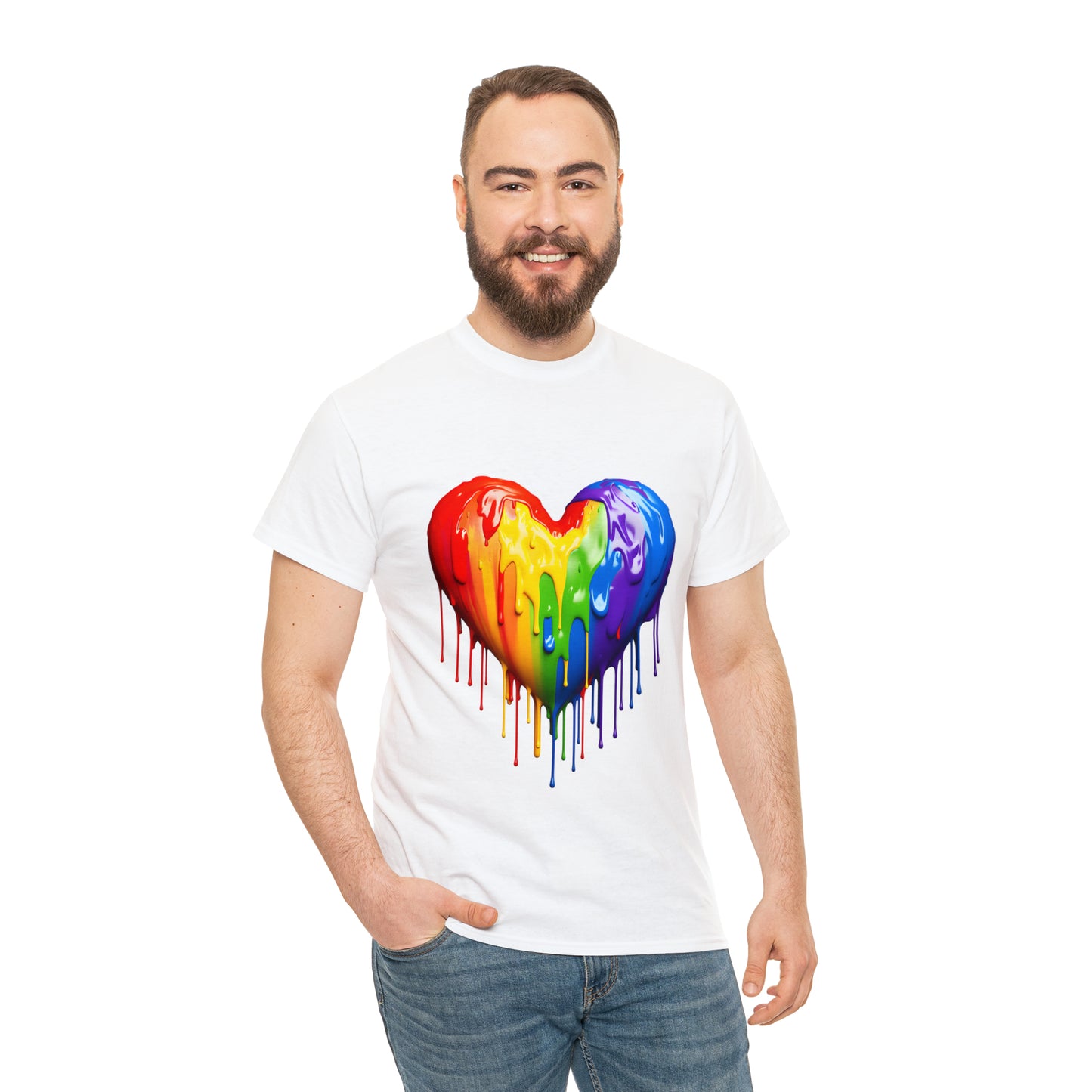 Pride Heart Rainbow Splash Short Sleeve Graphic T-Shirt (S-3XL)