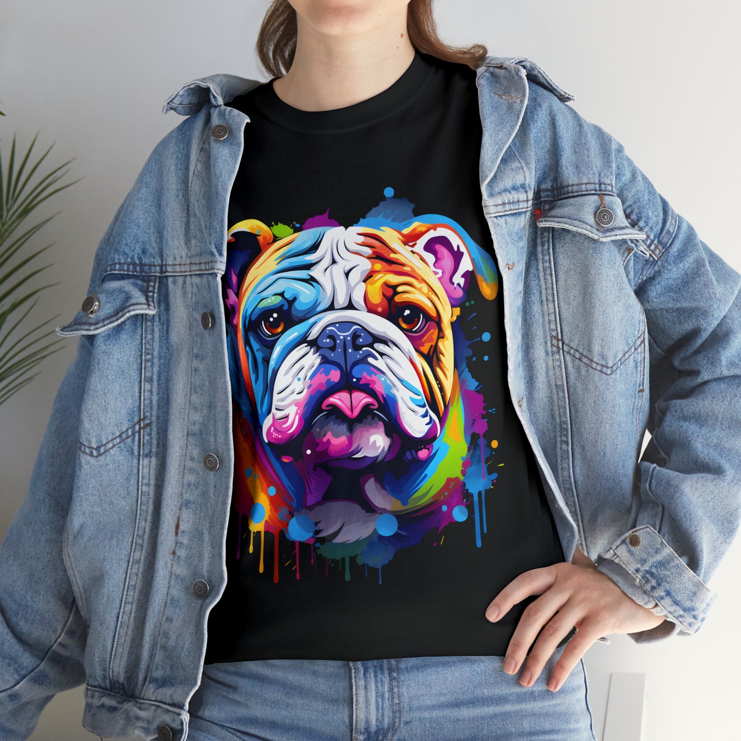 Bulldog Rainbow Splash Short Sleeve Graphic T-Shirt (S-3XL)