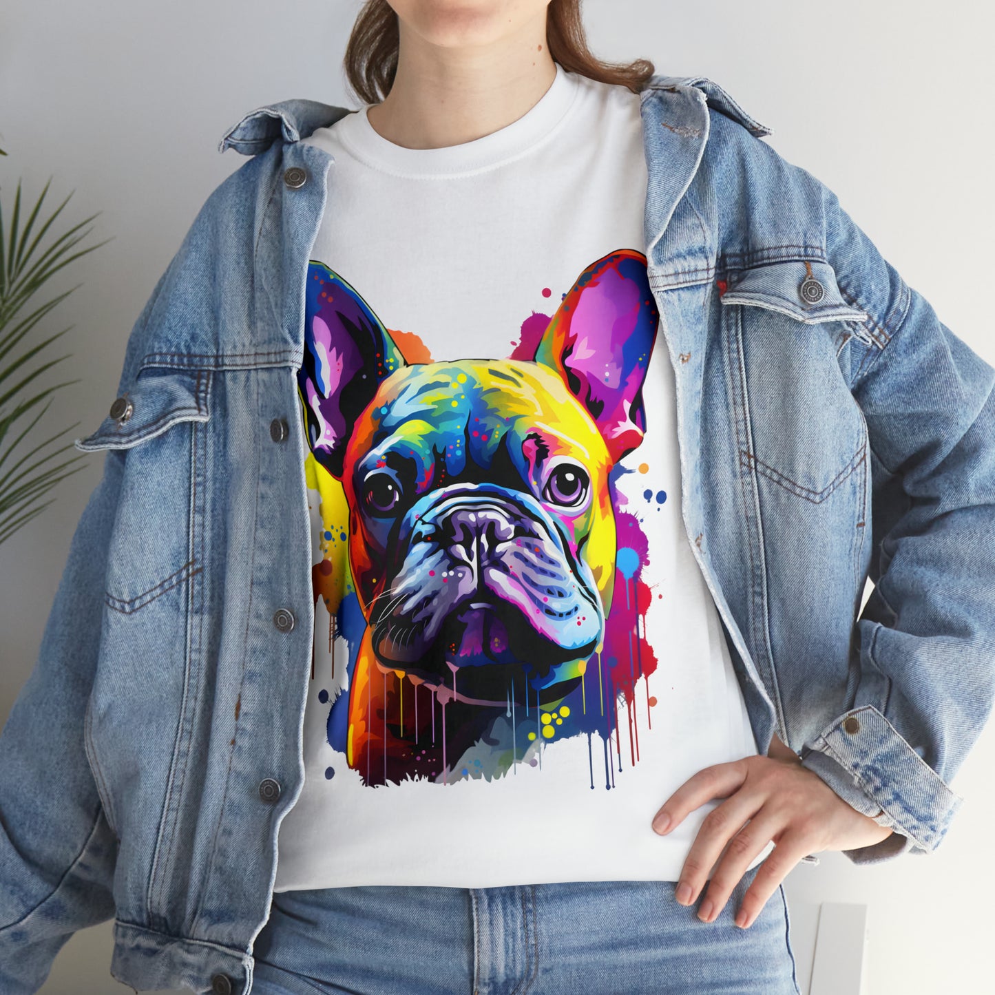 French Bulldog Rainbow Splash Short Sleeve Graphic T-Shirt (S-3XL)