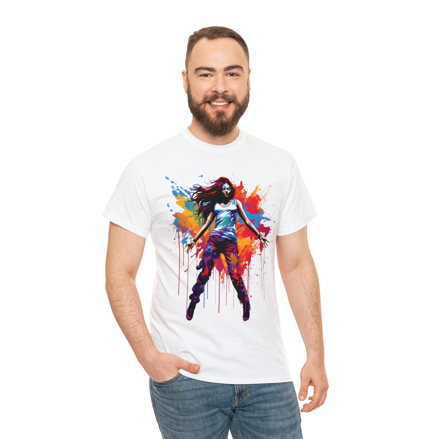 Dancer Rainbow Splash Short Sleeve Graphic T-Shirt (S-3XL)