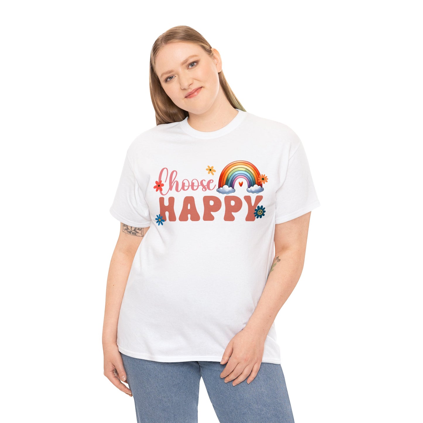 Choose Happy | Self-Love Themed Graphic Wear | Self-Love Quotes | Short Sleeve T-Shirt | Unisex Heavy Cotton Tee