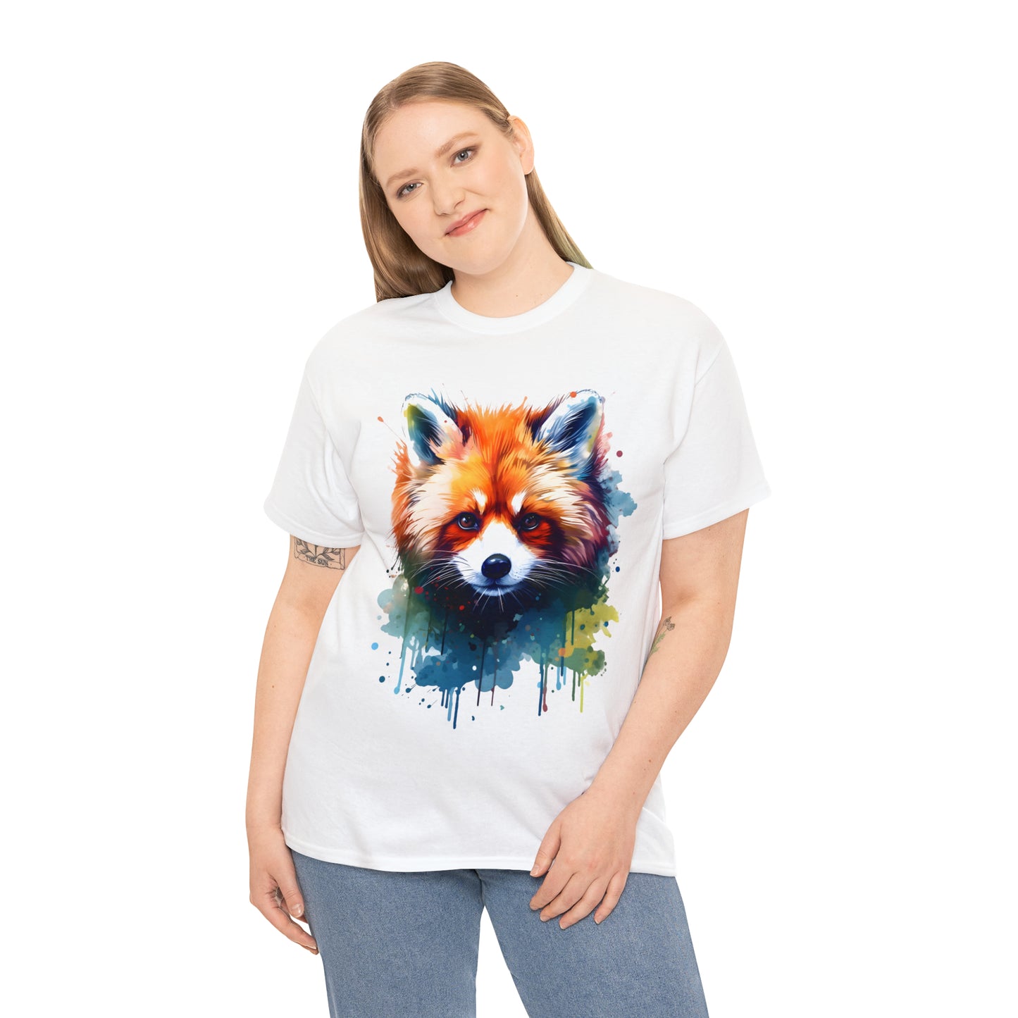 Red Panda Rainbow Splash Short Sleeve Graphic T-Shirt (S-3XL)