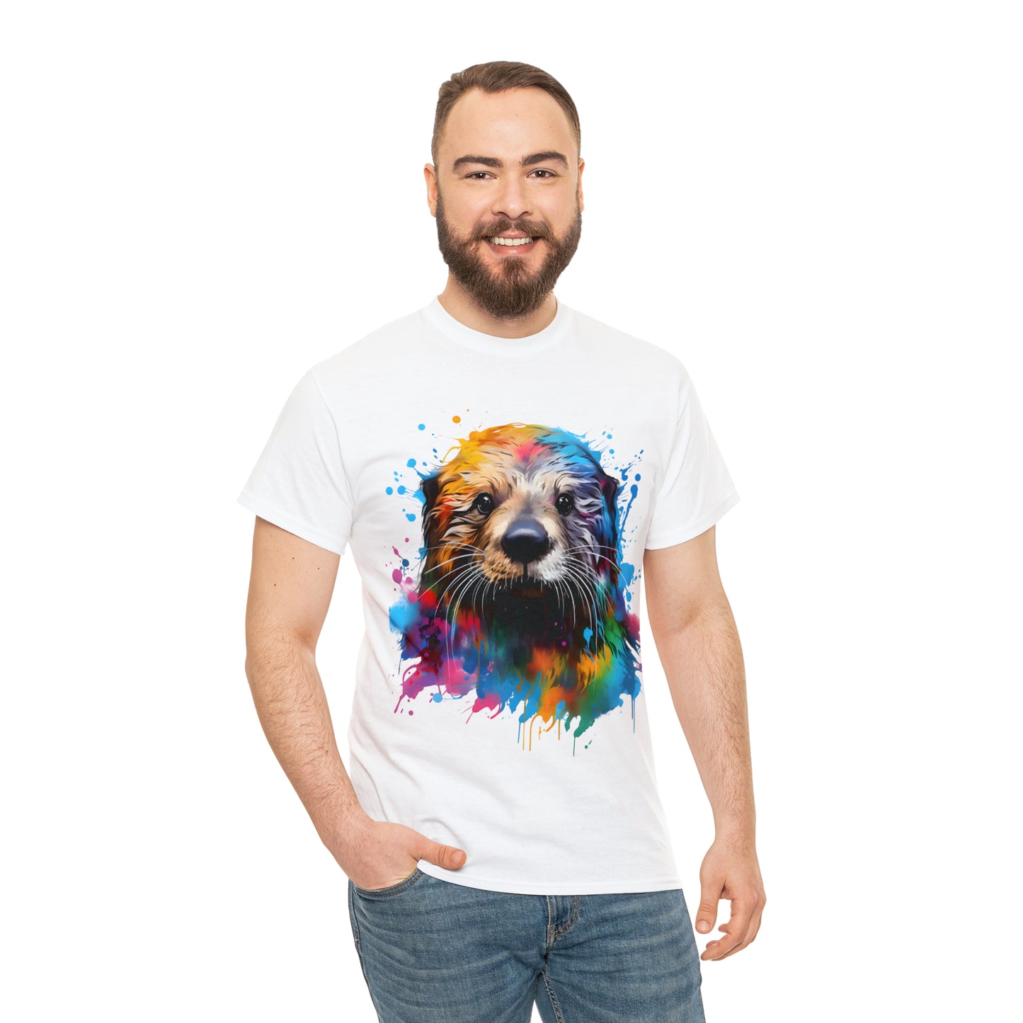 Sea Otter Rainbow Splash Short Sleeve Graphic T-Shirt (S-3XL)