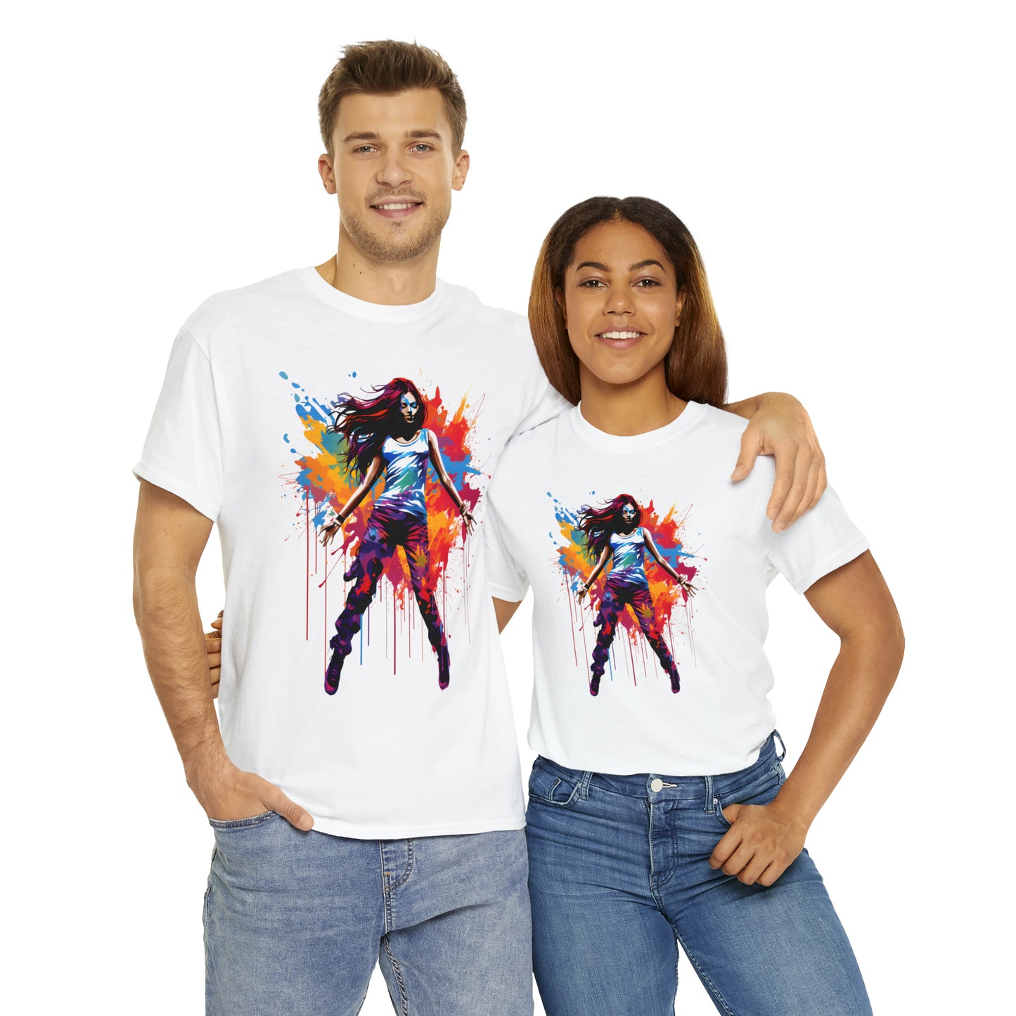 Dancer Rainbow Splash Short Sleeve Graphic T-Shirt (S-3XL)