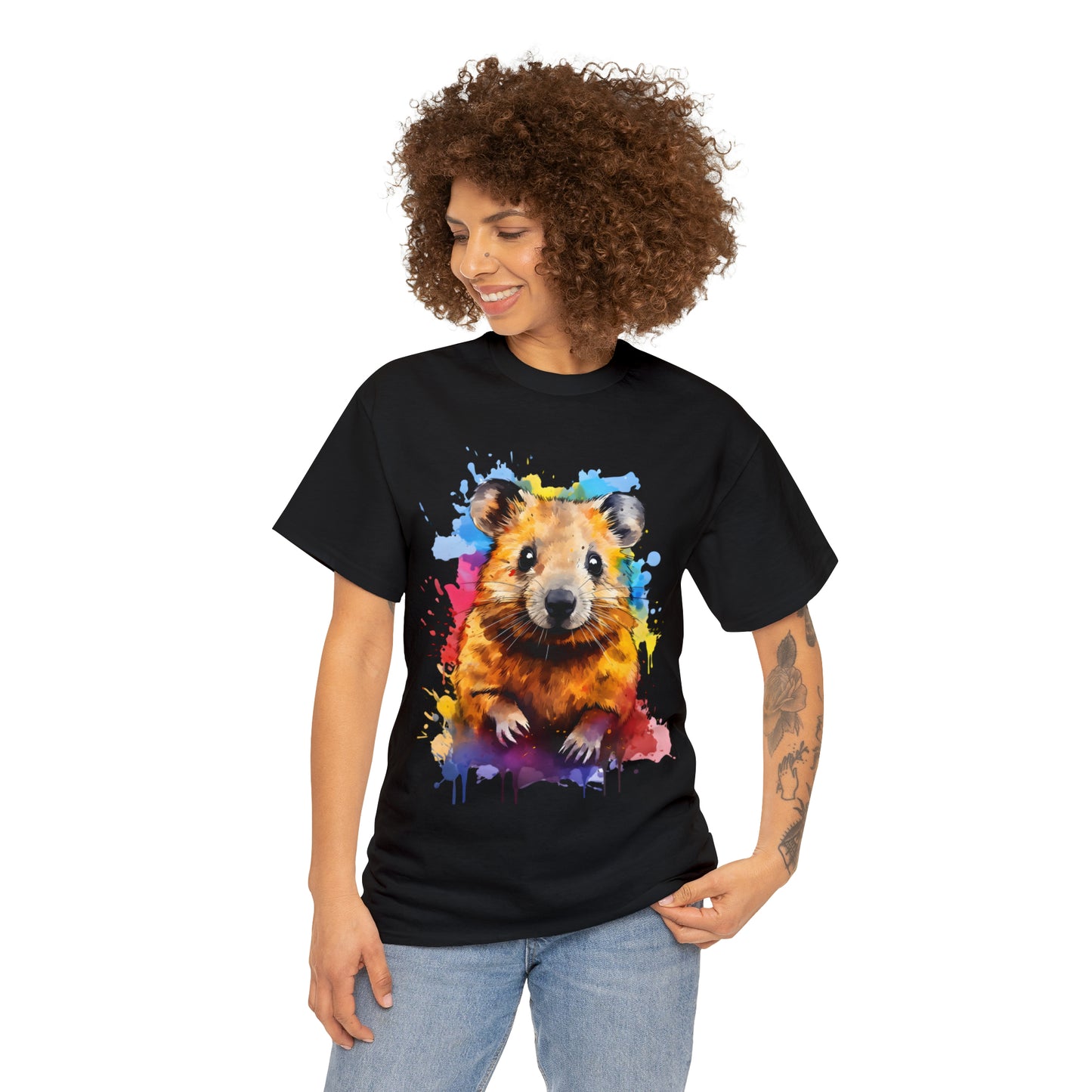 Quokka Rainbow Splash Short Sleeve Graphic T-Shirt (S-3XL)